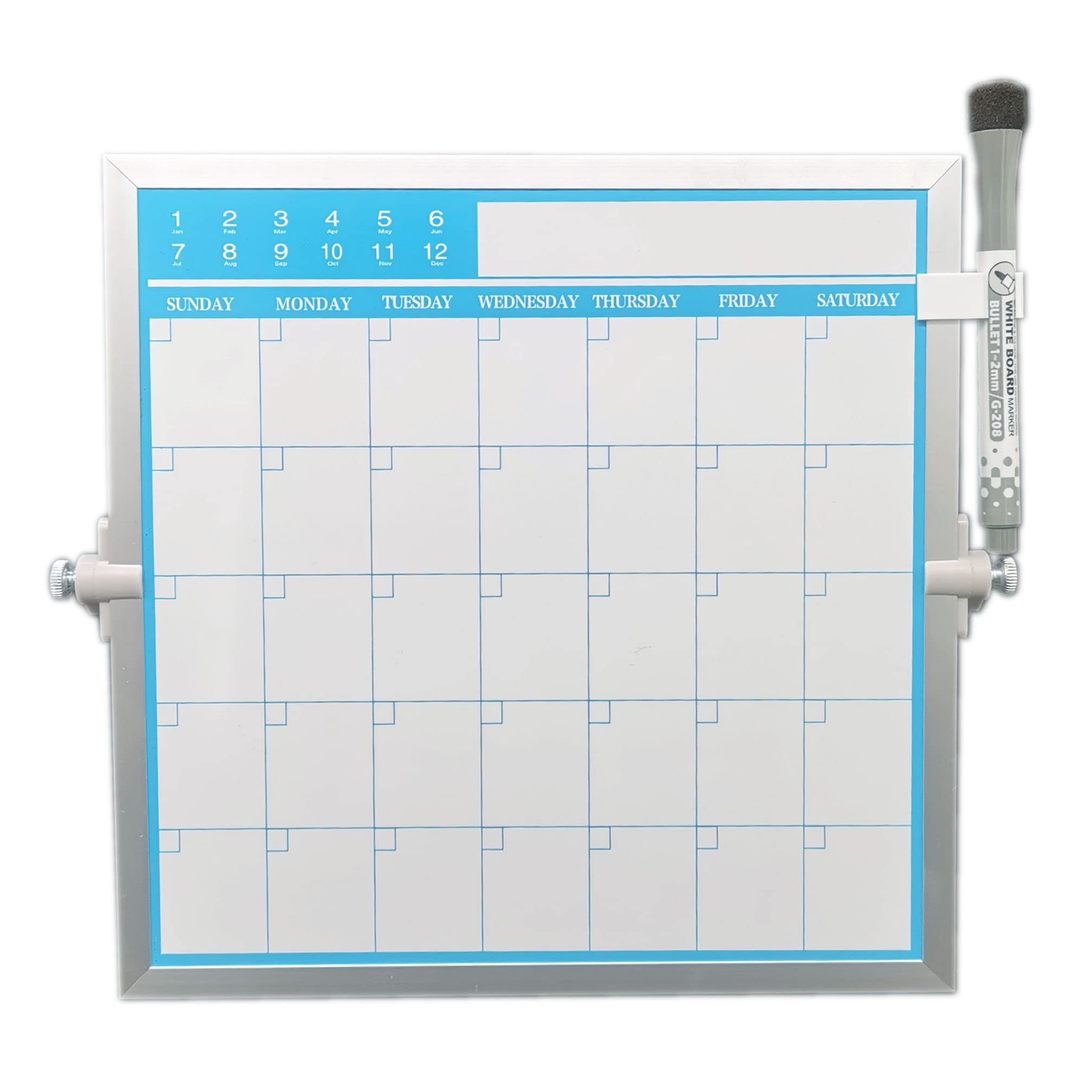 Double-Sided Magnetic Dry Erase Board Calendar - 10x10 Inch Portable Whiteboard with Stand | Easy to Clean Monthly Planner for Office, Home & School | Perfect for Scheduling, Reminders & Productivity