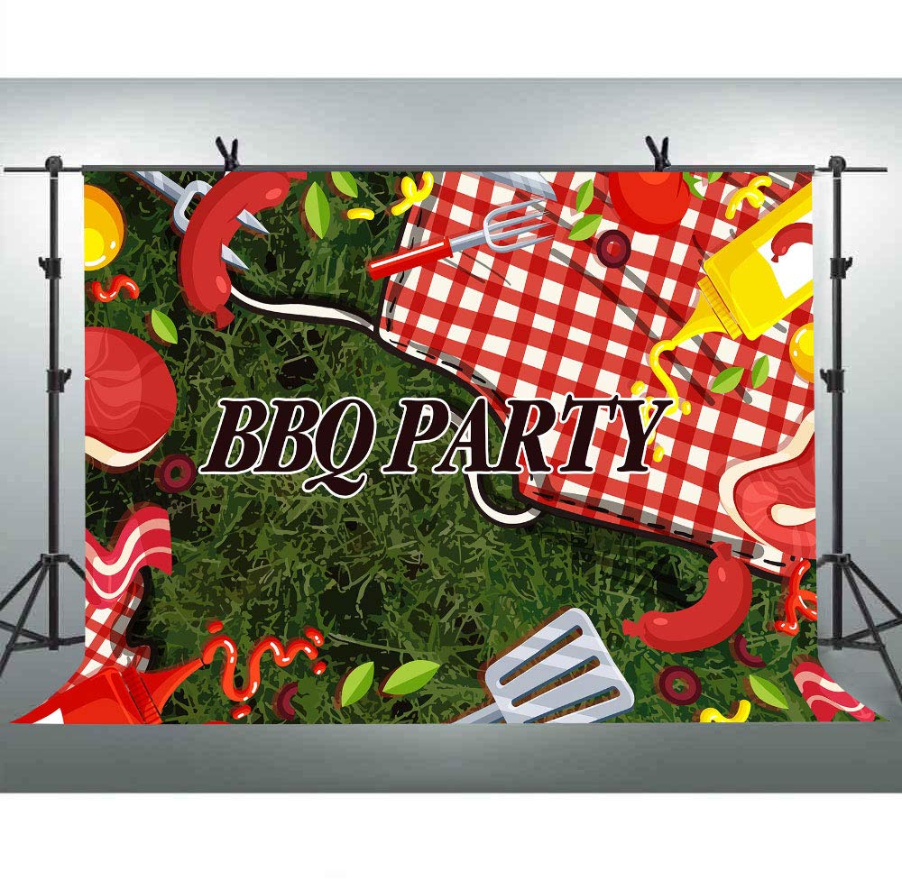 10x7ft Camping Theme BBQ Party Photography Backdrop - Durable Vinyl Photo Background for Outdoor Events, Birthday Decorations & Social Media Photo Shoot Props | Perfect for Camping Parties, Picnics and Instagram Content Creation