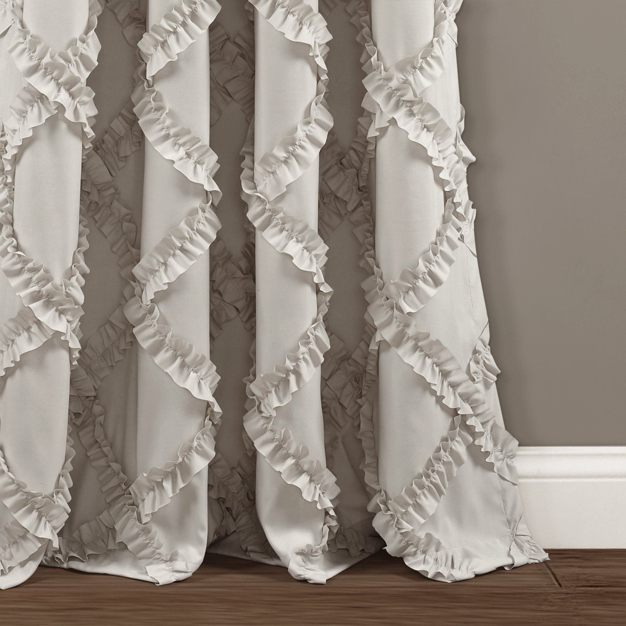 Elegant Ruffle Diamond Window Curtain Set - Blackout Sheer Panels for Living Room & Bedroom - Home Decor for French Doors, Bay Windows & Nursery (Set of 2)