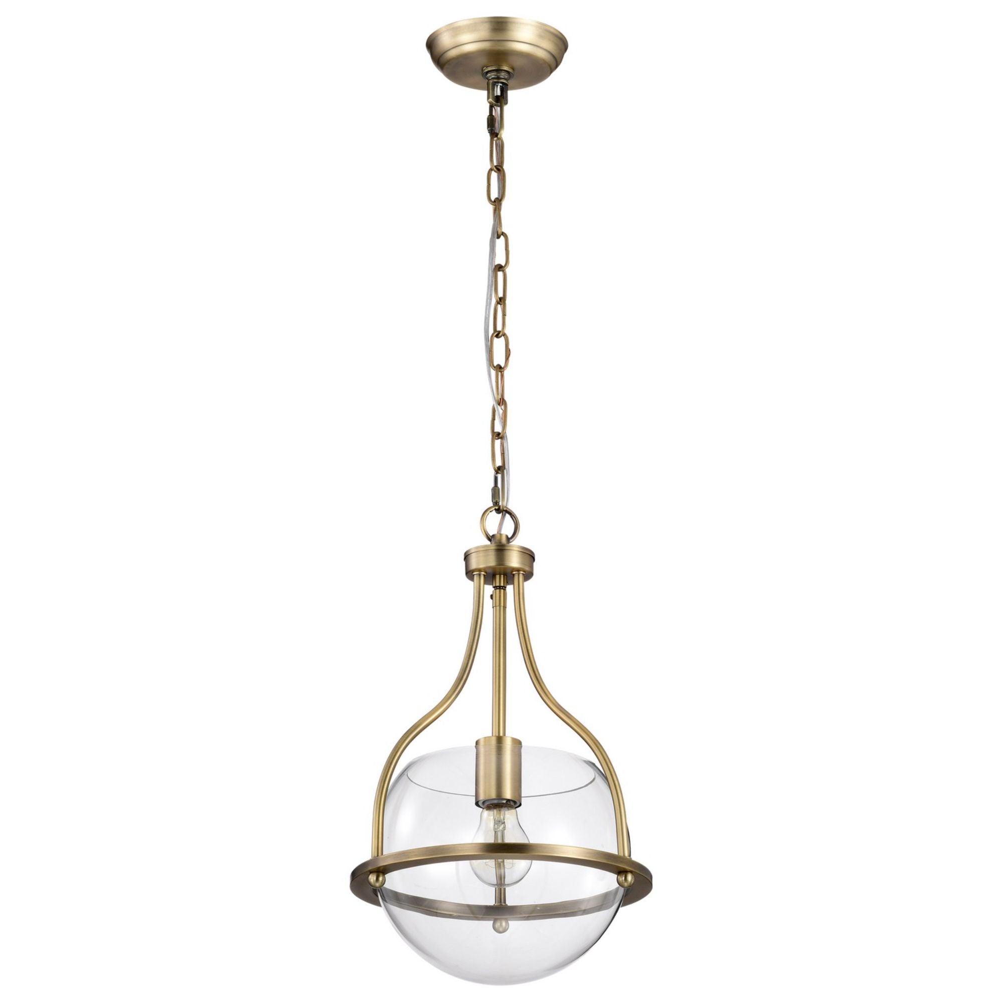 Vintage Brass 10-Inch Pendant Light - Amado Industrial Style Hanging Fixture for Kitchen Island, Dining Room, or Entryway Lighting