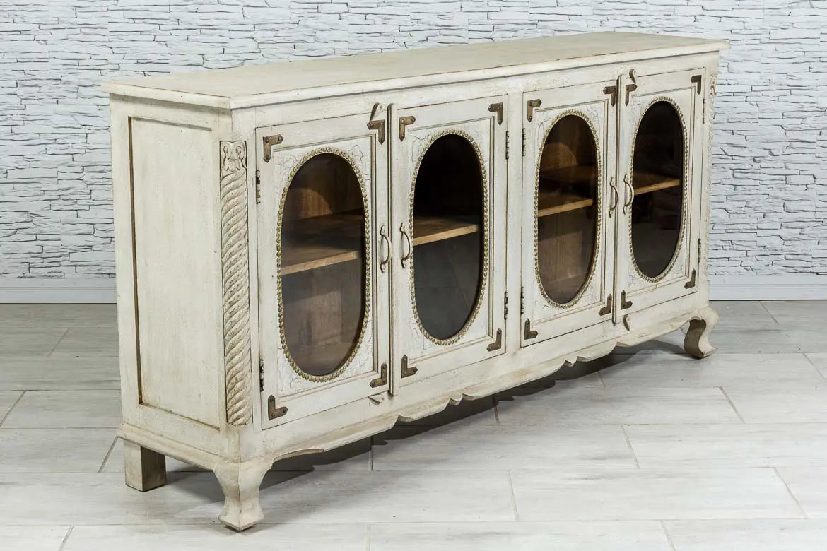 French Arched Solid Wood Mirror Door Sideboard - White 21