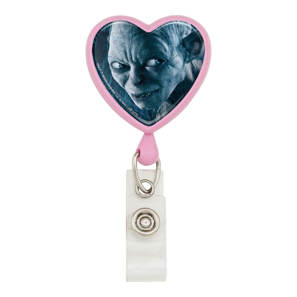 The Lord of The Rings Gollum Character Retractable ID Badge Holder - Premium Heart Lanyard for Work, Events & Conventions - Official LOTR Merchandise