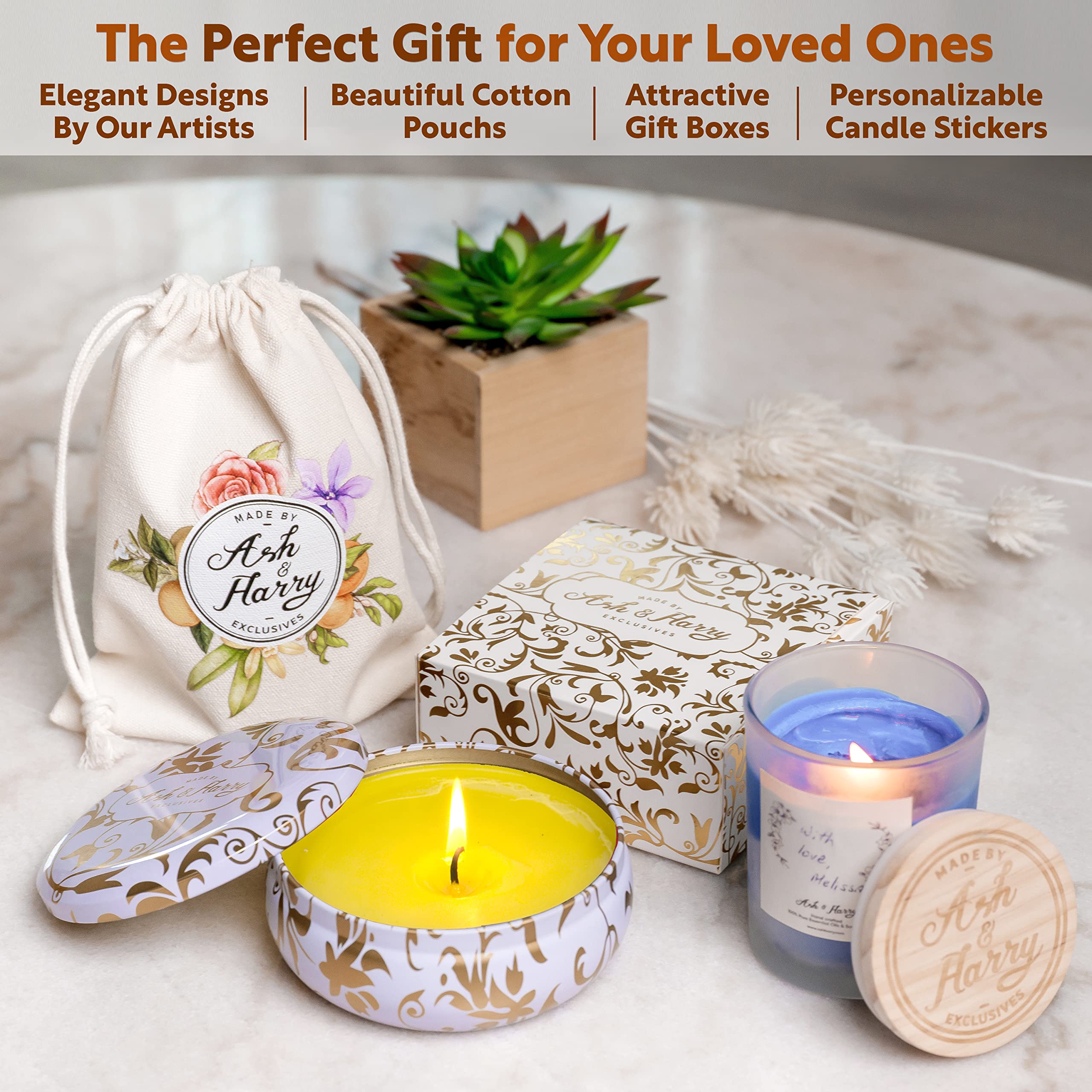 ASH & HARRY Premium Soy Candle Making Kit for Adults - DIY Starter Kit with 10 Tins & Jars, Complete Candle Making Supplies for Home Decor, Holiday Gifts (Makes 10 Candles) - Perfect for Relaxation, Spa Nights & Romantic Home Ambiance