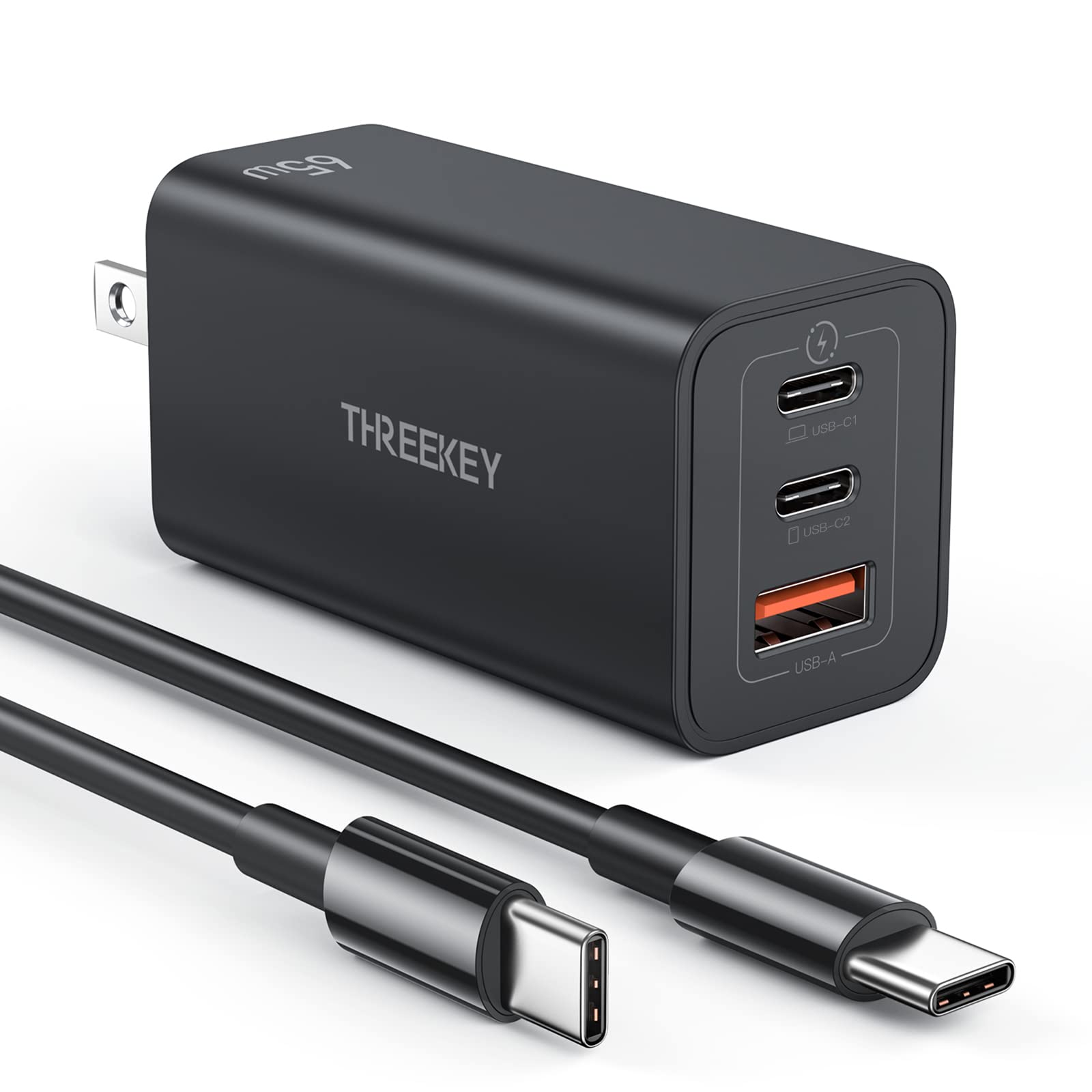 65W USB C Wall Charger with Multiple Ports - Fast Foldable Charging Block Compatible with MacBook Pro/Air, Surface Pro, iPad Pro/Air, iPhone 14/13/12/11, Samsung Galaxy S22/S21/S20 - Perfect for Travel, Office & Home Charging