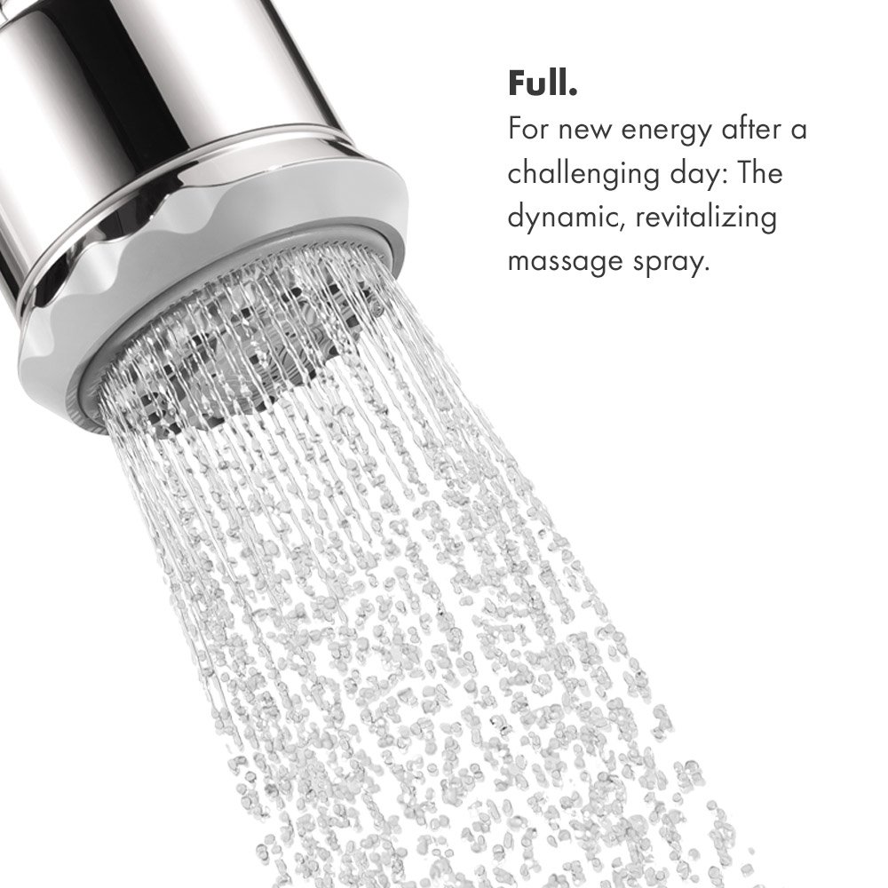 Hansgrohe Clubmaster 4-Inch Showerhead - Easy Clean & Install, 3-Spray Settings (Full, Pulsating Massage, Soft) with QuickClean Technology in Brushed Nickel (Model 28496821) - Perfect for Modern Bathrooms & Spa-Like Showers