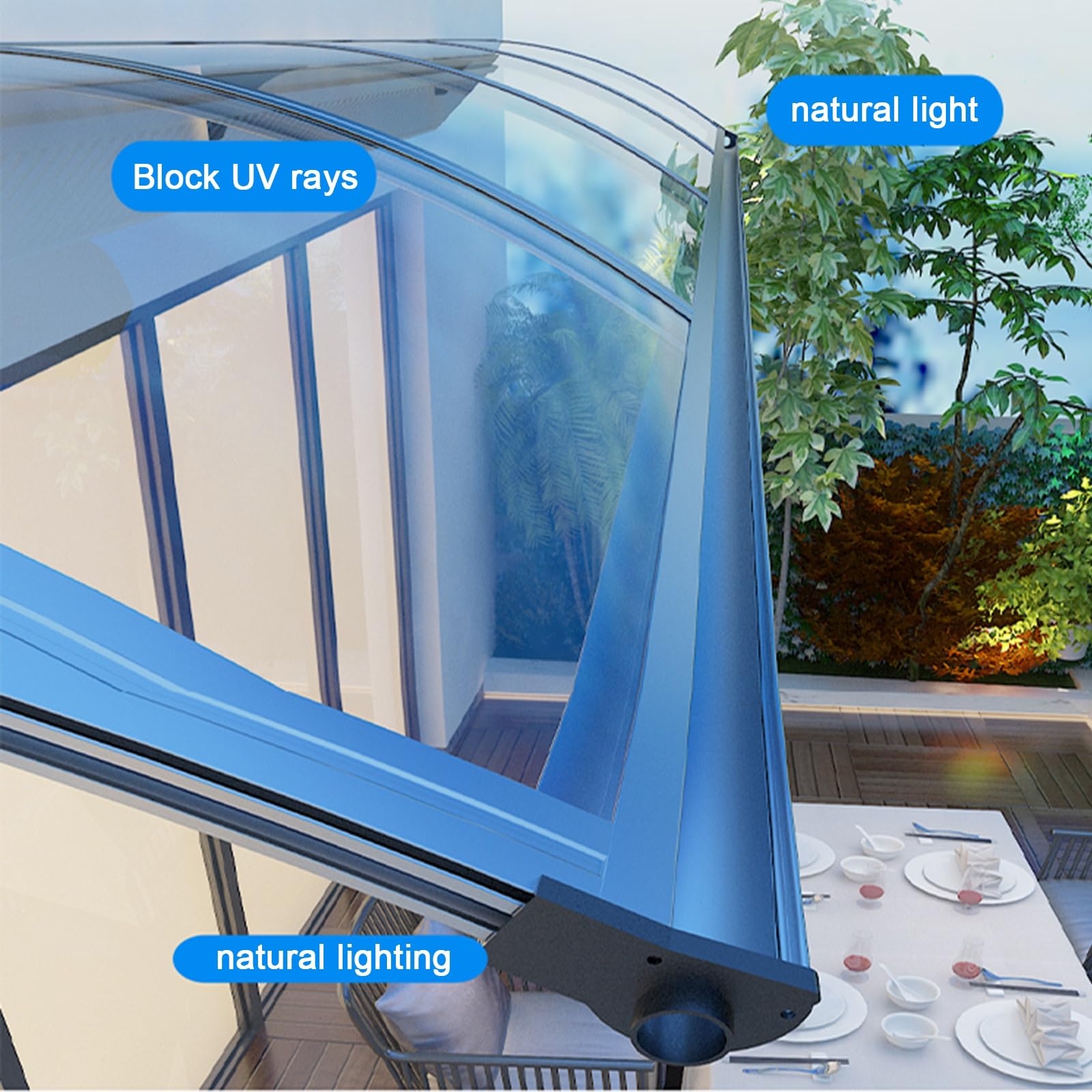 Polycarbonate Window & Door Awning Canopy - 60x180cm (24x71in) Weatherproof Exterior Cover for Patio, Porch & Outdoor Protection - Perfect for Sun, Rain & Snow Shelter