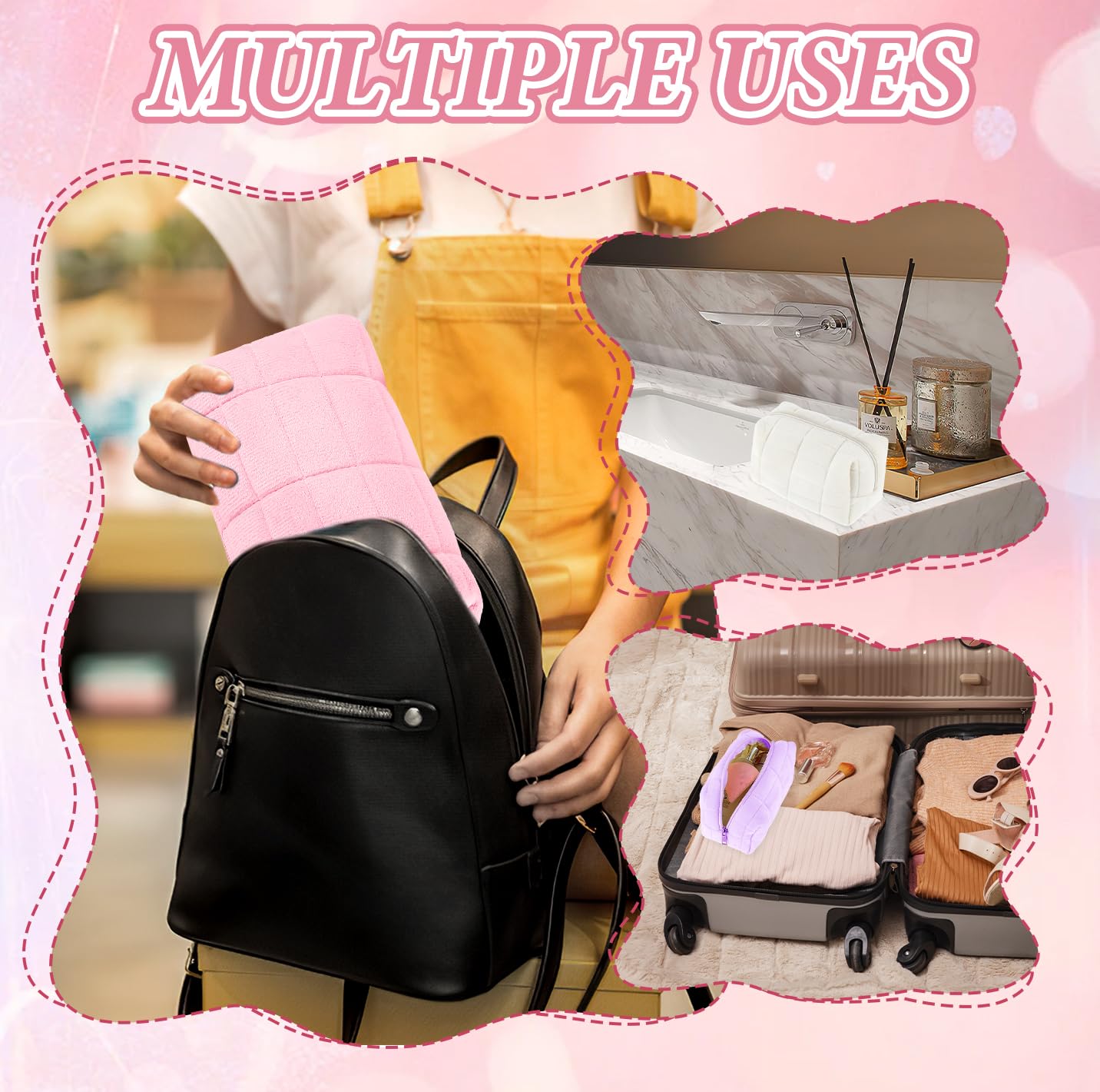 6-Piece Waterproof Travel Makeup Bag Set for Women - Large Cosmetic Organizer Case with Toiletry Pouch | Perfect for Bathroom Storage, Gym Essentials & Vacation Packing