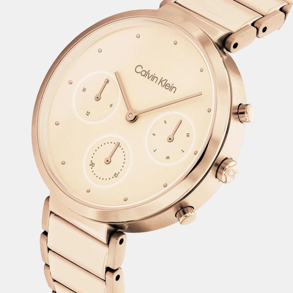 Calvin Klein Women's Chronograph Watch - Gold Stainless Steel Strap, Fashion Luxury Timepiece for Women | Perfect for Office, Party & Everyday Wear | Model 25200319