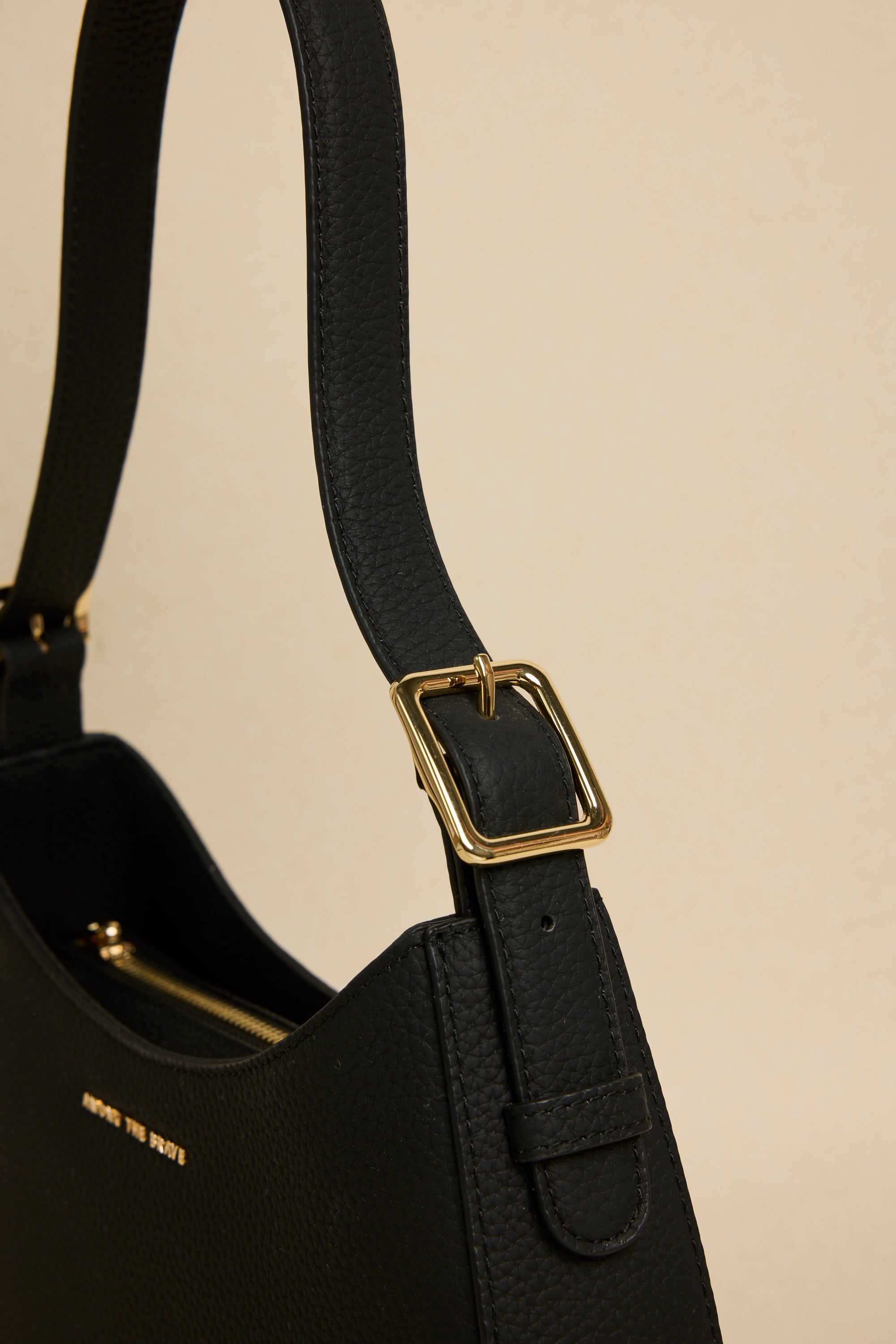 Brooklyn Black Leather Double Buckle Shoulder Bag for Women - Stylish Crossbody Purse for Work, Travel & Everyday Use