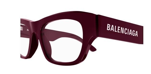 Balenciaga BB0264O 004 Burgundy Rectangular Unisex Eyeglasses - Stylish & Lightweight Frame for Men & Women - Perfect for Work, Reading & Fashion Accessories