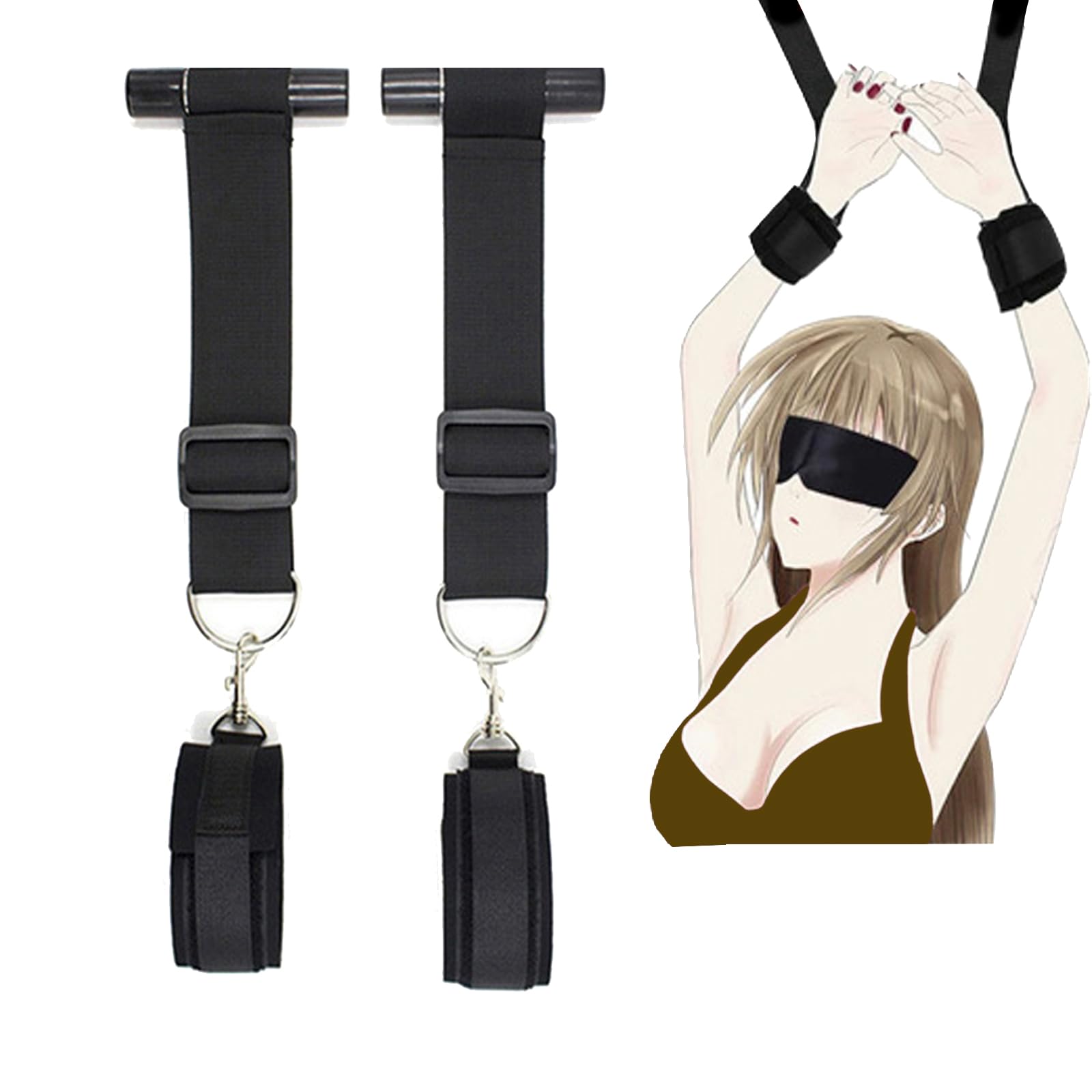 SUPKTHDY Sexy Handcuffs for Couples - Black Bondage Restraints for BDSM, SM & Beginners - Durable Metal Handcuffs for Erotic Play & Bedroom Fun - Perfect for Role Play, Spicing Up Relationships & Sensual Exploration