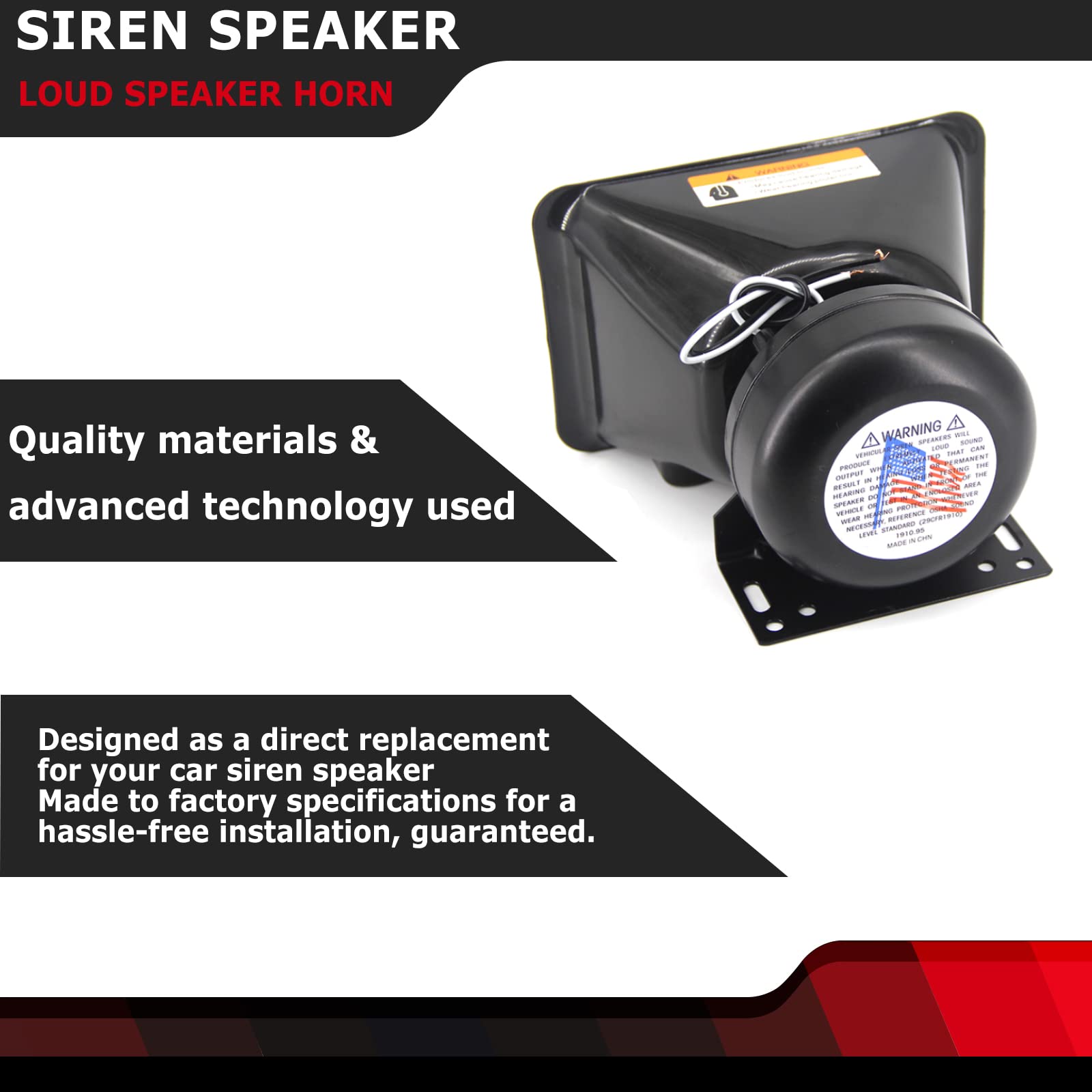 High Performance 100W-200W Siren Speaker (2 Pack) - Compatible with Emergency Vehicles, Security Systems & Outdoor Alarms