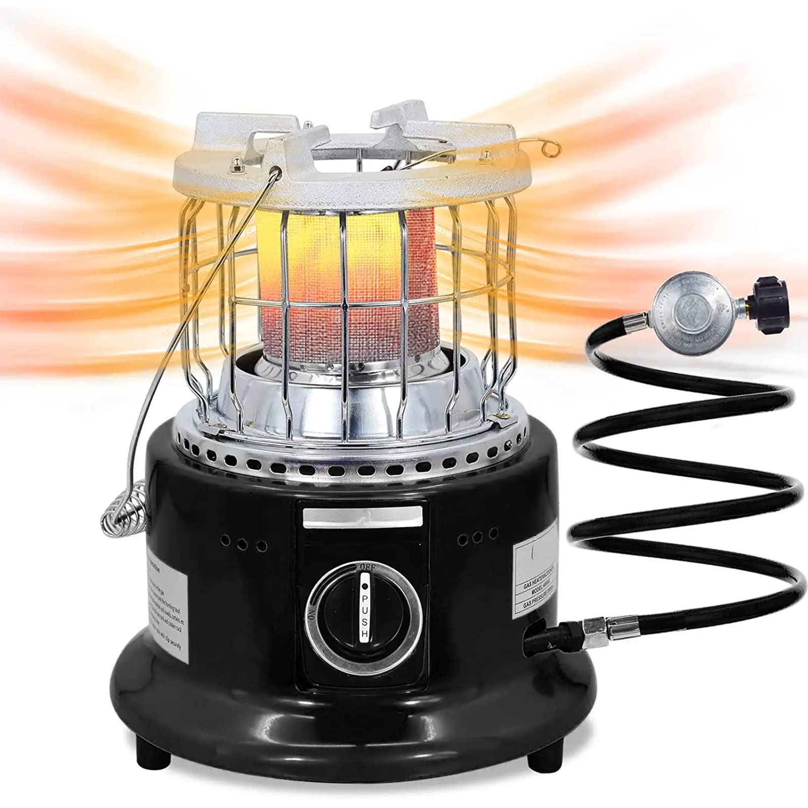 SEEYANG 50,000 BTU Portable Propane Heater for Patio, Camping & Outdoor Use - 5FT Hose & Pressure Reducing Valve Included - Ideal for Ice Fishing, Hunting, Survival & Emergency Heating (Black)