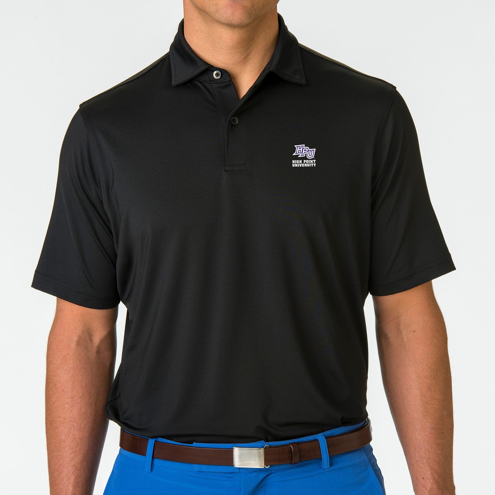 High Point University USA Tournament Solid Tech Jersey Polo - Breathable Moisture-Wicking Performance Shirt for Men | Collegiate Golf, Tennis & Casual Wear