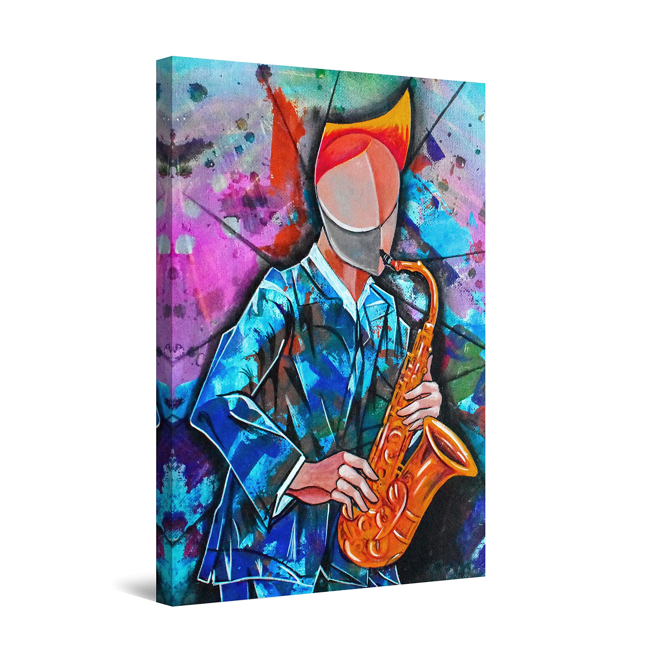 Startonight Multicolor Music Canvas Wall Art Print - 24x36 Inch Modern Home Decor for Bedroom, Living Room & Office - Vibrant Abstract Painting for Music Lovers