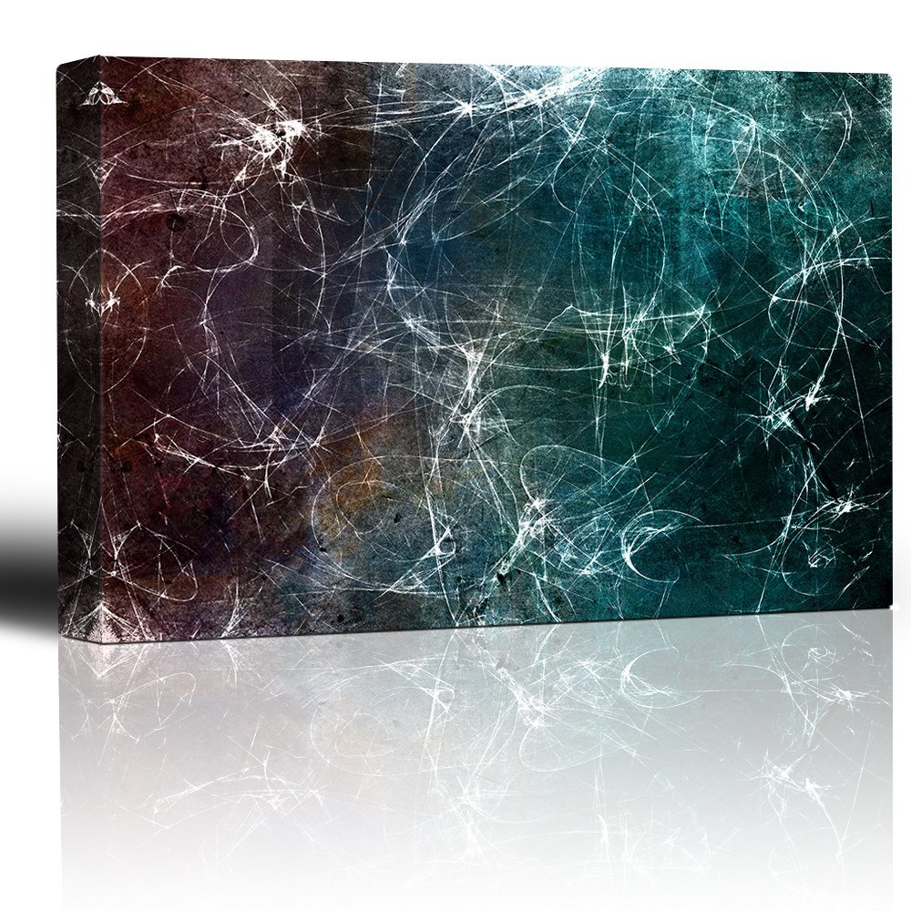 Wall26 - White Doodle Over Red and Blue Background Abstract Canvas Wall Art - 24x36 Inches Giclee Print for Rustic Home Decor | Perfect for Living Room, Bedroom & Office