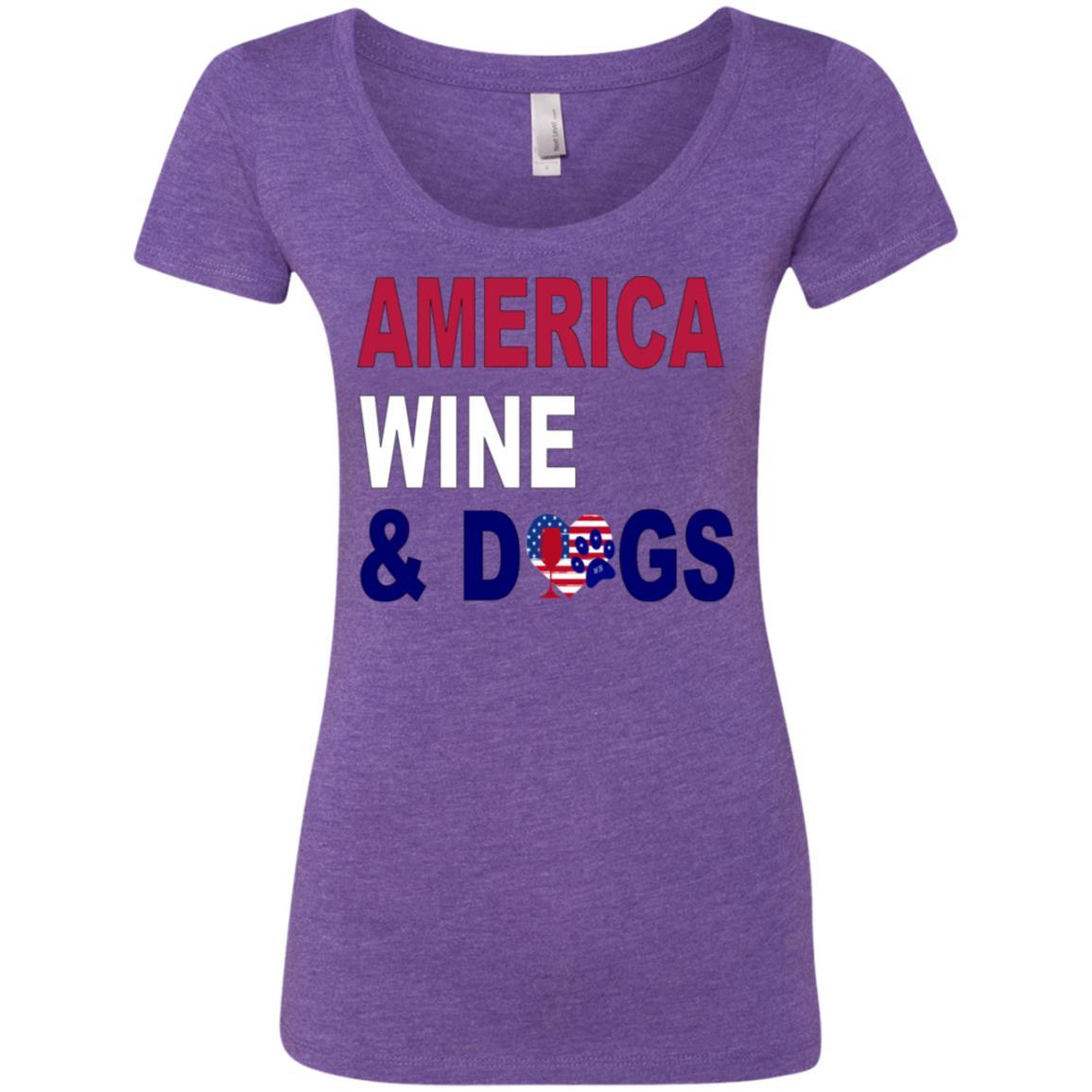 WineyBitches.Co America Funny Wine and Dog Lovers T-Shirt - Soft Tri-Blend Scoop Neck Tee for Women | Perfect for Wine Tasting, Dog Parks & Girls Night Out