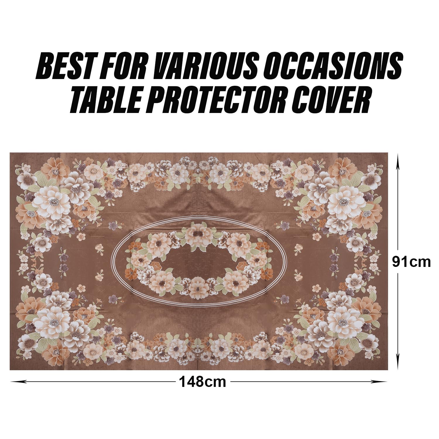 Heart Home Center Table Cover - Alloy PVC Flower Design for Living Room, Dining Room & Coffee Table Decor | Waterproof & Durable Table Protector