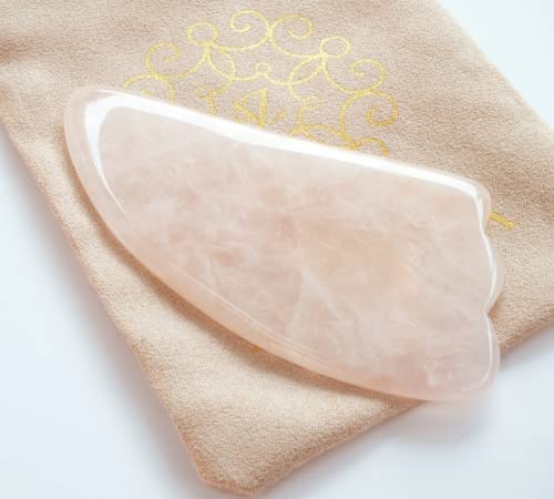 100% Natural Rose Quartz Gua Sha Massage Tool for Face, Eyes, Neck & Body - Muscle Relaxation, Facial Beauty & Skincare - Lymphatic Drainage & Scraping Therapy - Perfect for Home Spa, Self-Care & Wellness Routine