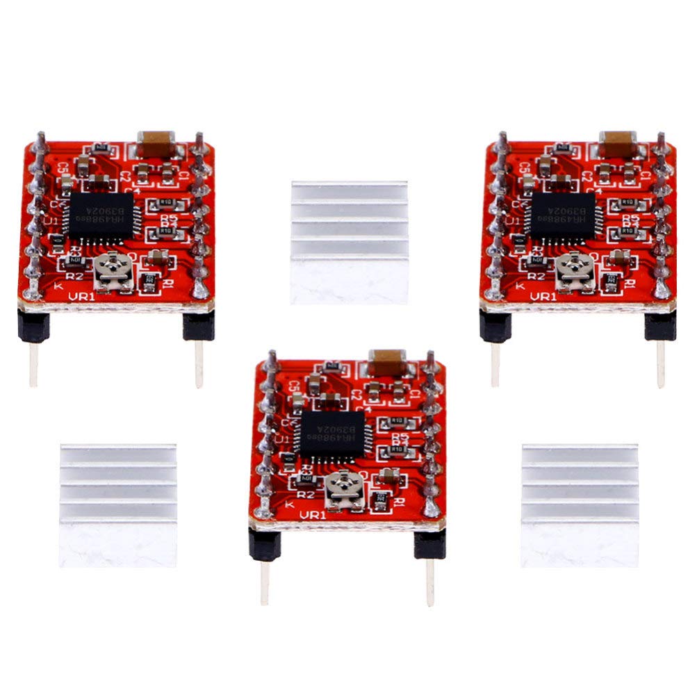 5pcs Stepper Motor Driver Module for 3D Printer Accessories - Red PCB Radiator, 3 Stepper Motor Pedals - Perfect for DIY Electronics, Robotics, and CNC Projects
