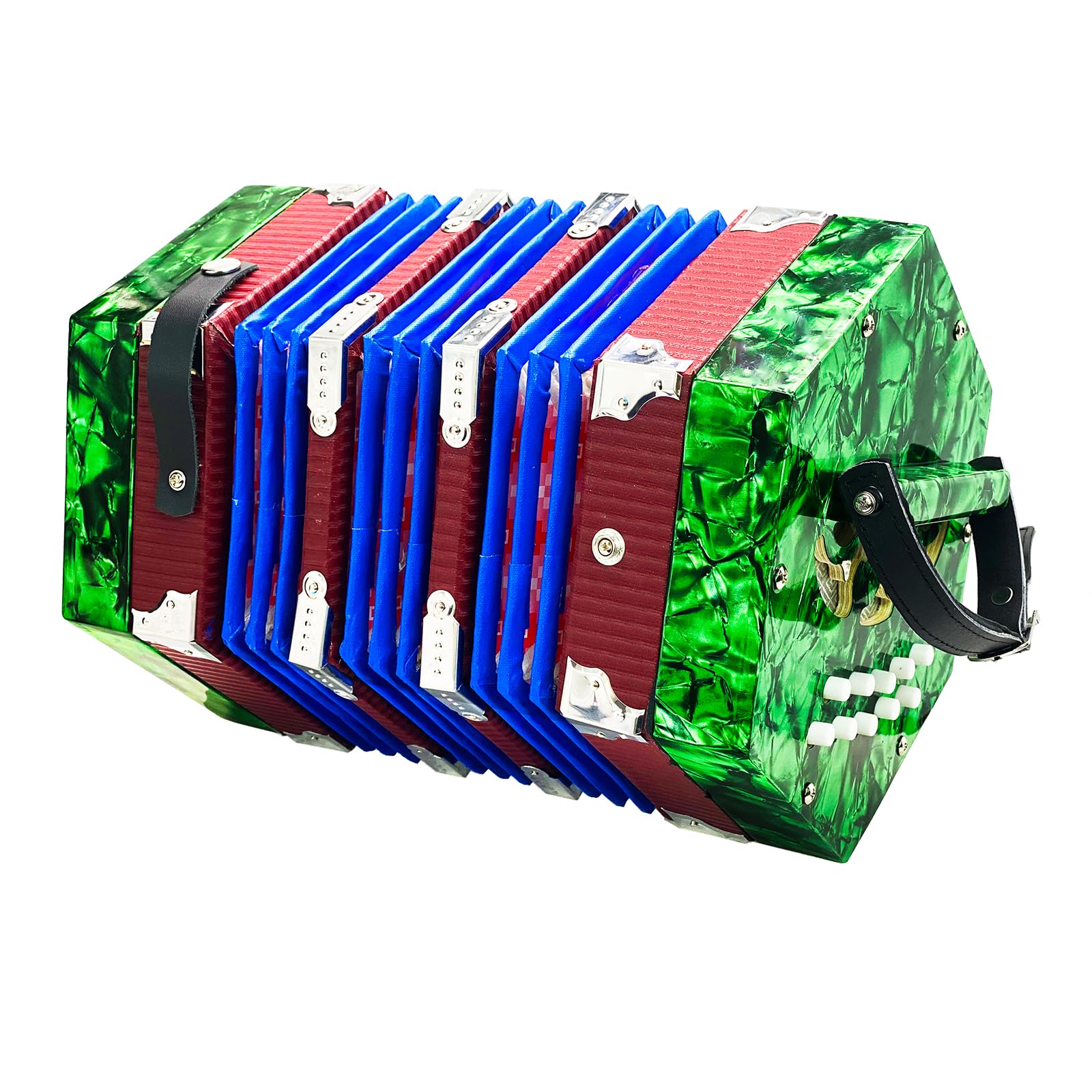 20-Key Professional Concertina Accordion for Adults & Beginners - Adjustable Hand Straps, Green - Perfect for Folk Music, Irish Sessions & Live Performances