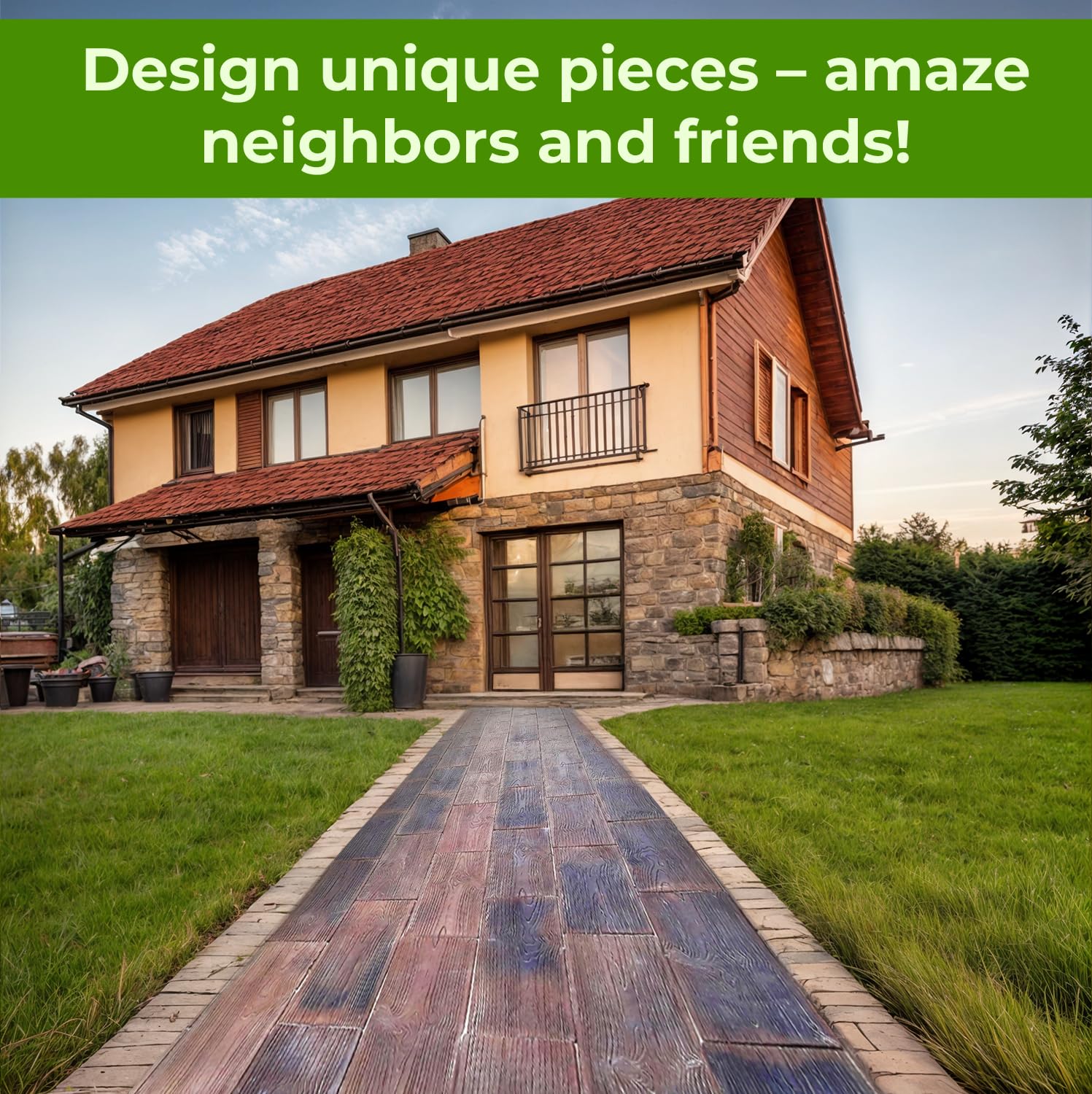 DIY Precast Concrete Molds - Set of 2 Wooden Pavers Cement Paver Molds for Stepping Stones & Garden Pathways | Pathmaker II Mold for Concrete Paving | Perfect for DIY Landscaping & Outdoor Decor Projects
