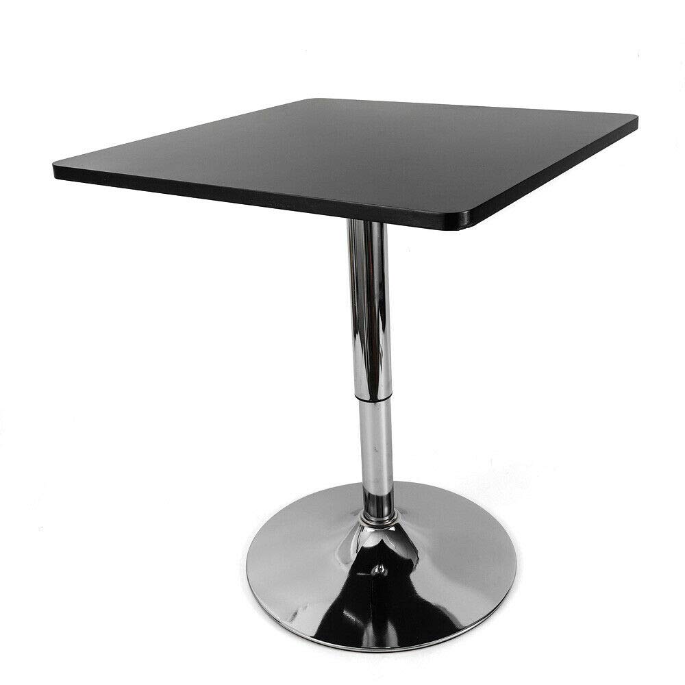 Eapmic Adjustable Height Square Pub Table - 36 Inch Black MDF Top with Silver Metal Base - Indoor Outdoor Bistro Bar Counter Table for Patio, Kitchen & Dining Room