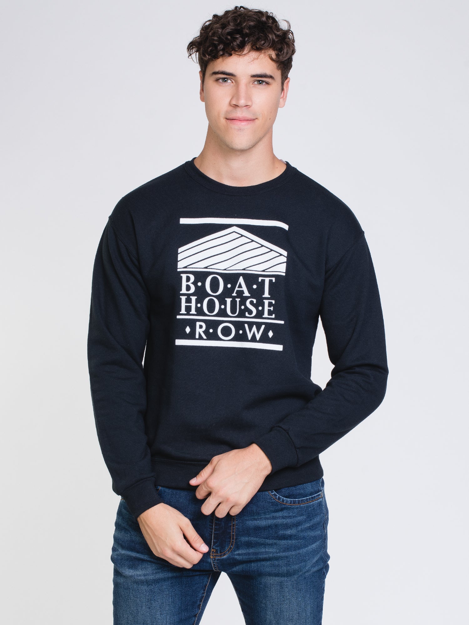 BOATHOUSE RETRO BH LOGO FLOCK T-Shirt - Black - Vintage Style Graphic Tee - Men's Casual Wear for Street Style & Everyday Comfort