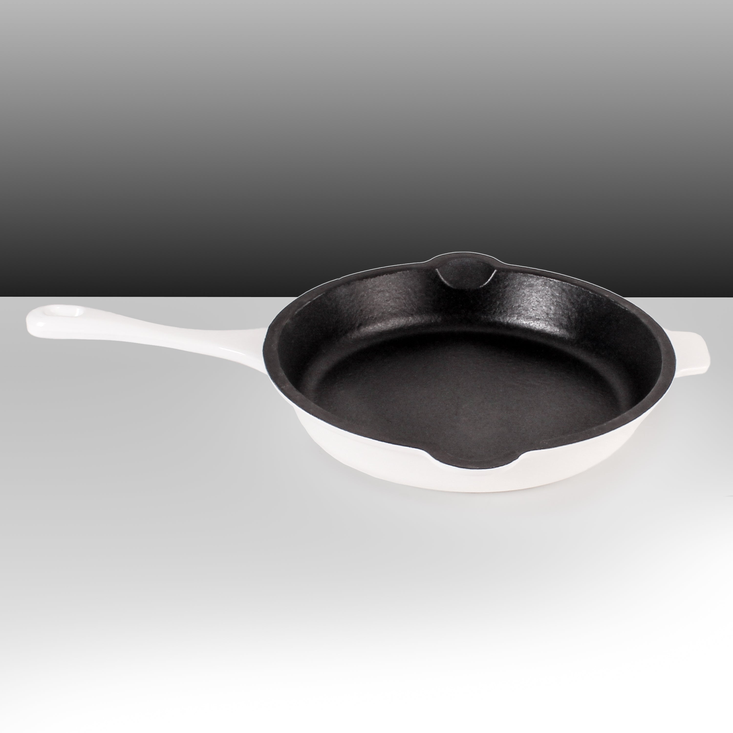 BergHOFF Neo 10-Inch Cast Iron Skillet - Premium White Enamel Coated Frying Pan for Even Heat Distribution | Perfect for Searing, Baking & Stovetop to Oven Cooking