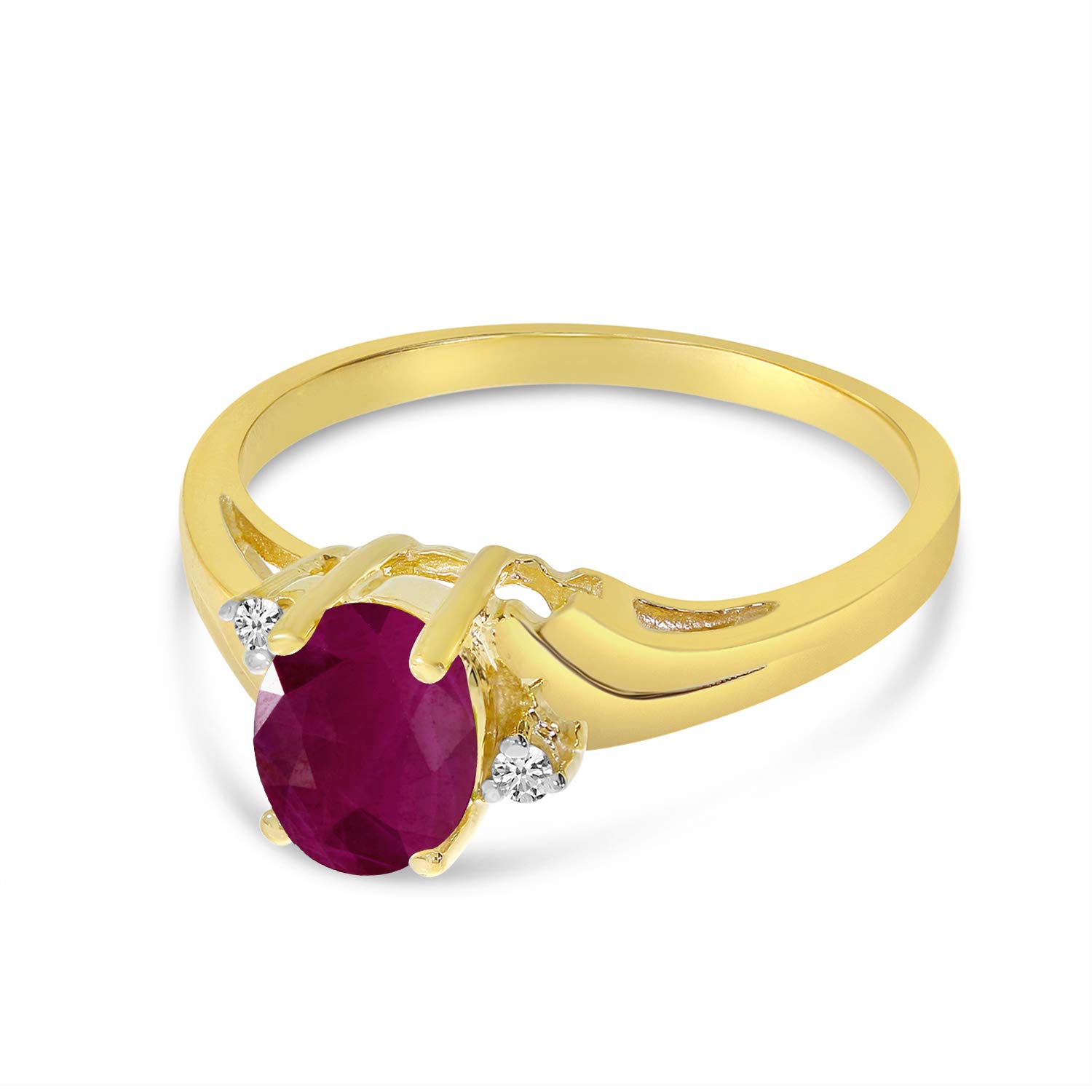 14K Yellow Gold Oval Ruby and Diamond Ring for Women - Elegant Vintage Style Engagement, Wedding, or Anniversary Jewelry Gift