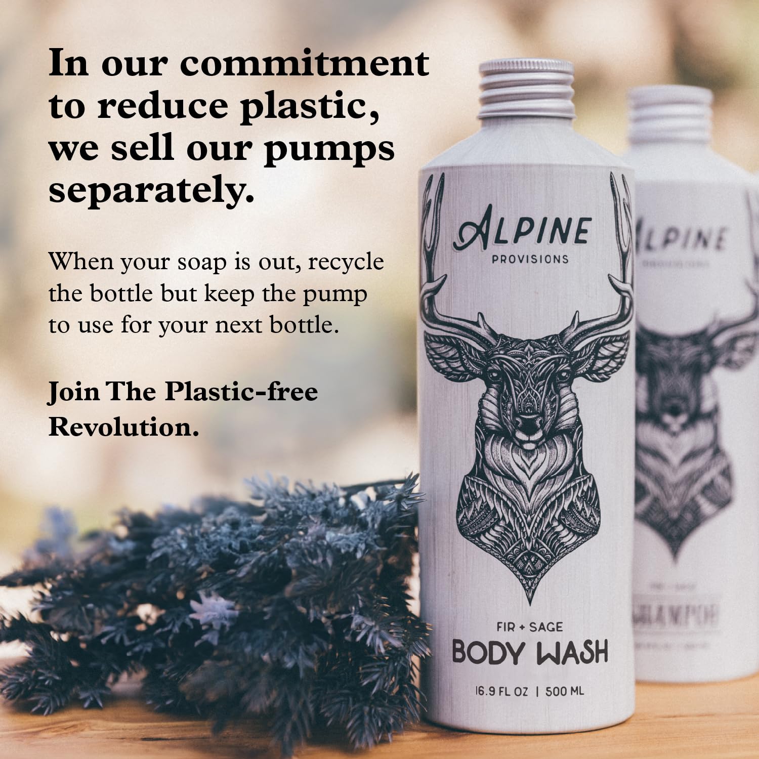 Alpine Provisions Cedar & Sandalwood Hand Soap - 16.9 fl oz Plant-Based Vegan Soap with Essential Oils, Coconut Oil & Aloe Vera - Sulfate-Free, Organic Fragrance for Gentle Cleansing & Moisturizing - Perfect for Bathroom, Kitchen & Guest Washrooms
