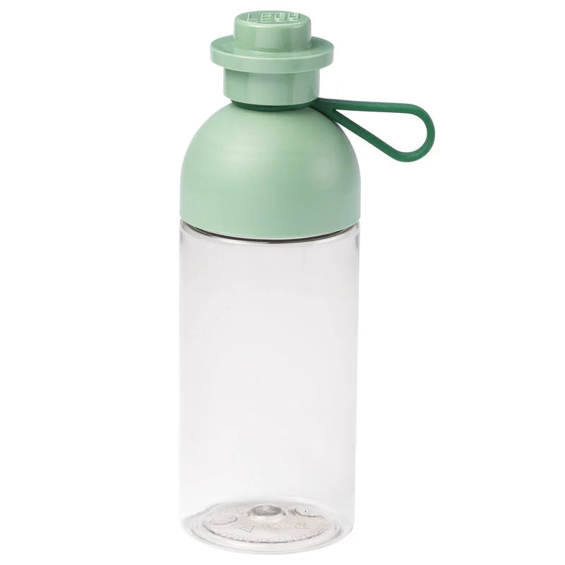 LEGO Compatible 0.5L Transparent Sand Green Water Bottle - Perfect for School, Office, and Outdoor Activities