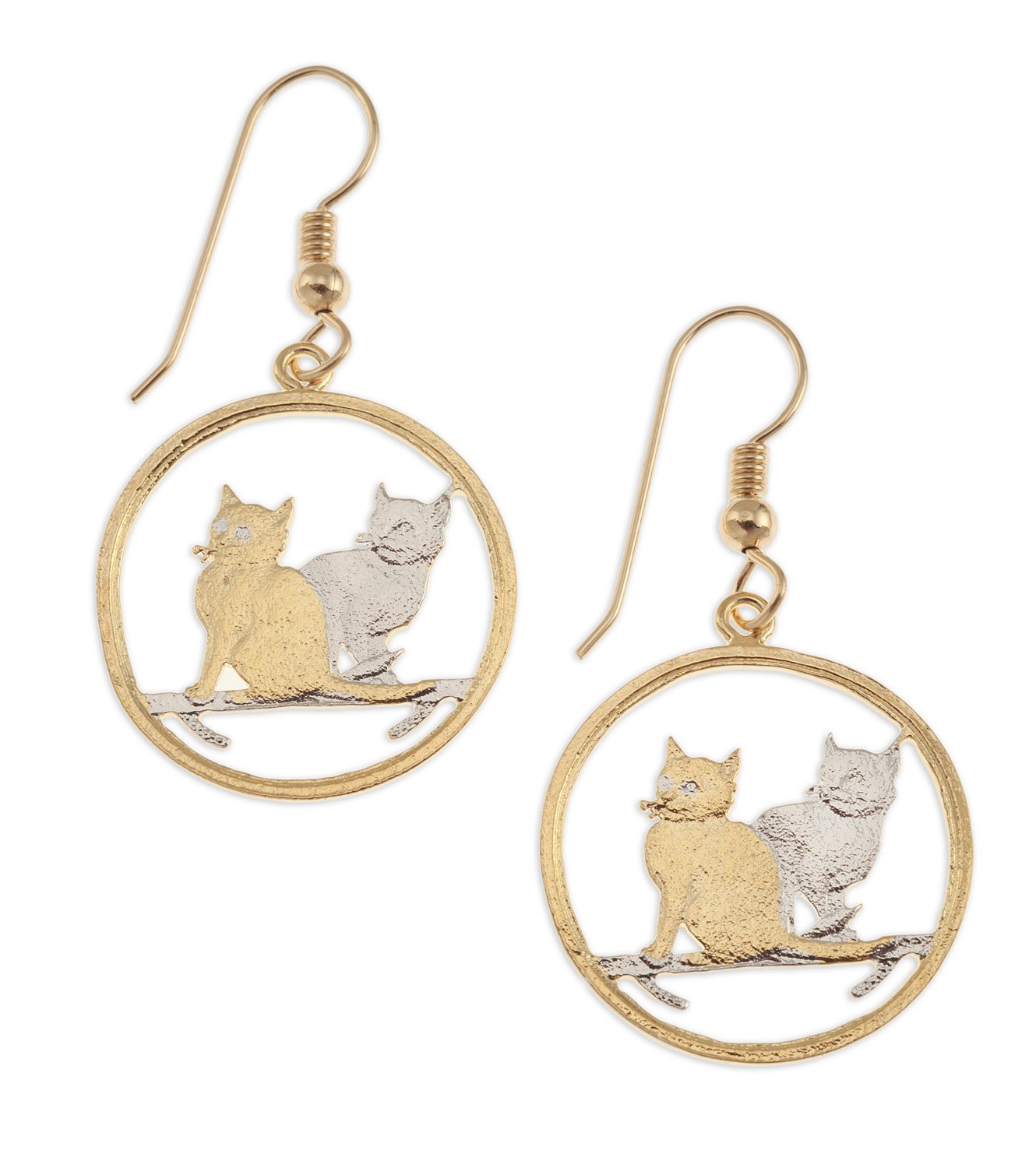 Hand-Cut Isle of Man Coin Cat Earrings - Unique Sterling Silver Jewelry for Women - Perfect for Gifts, Parties & Everyday Wear