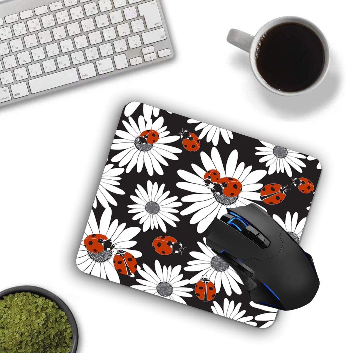 Ladybugs Non-Slip Rubber Base Mouse Pad - Cute Computer Desk Accessory for Laptop & PC Gaming, Office Work & Home Use