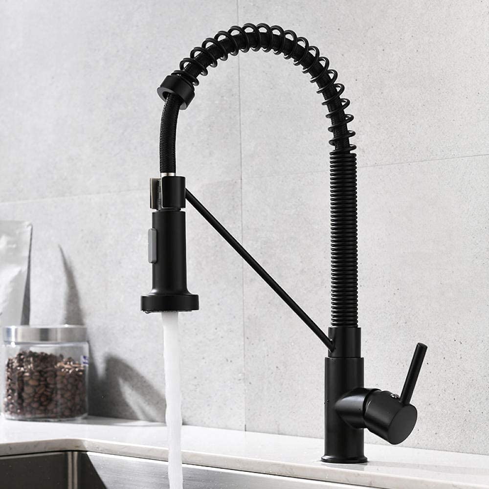 InArt Kitchen Sink Mixer - 360° Swivel Pull-Down Sprayer Faucet with Dual Flow Technology, Matte Black Finish (KSF025), Solid Brass Construction - Perfect for Modern Kitchens & Easy Dishwashing