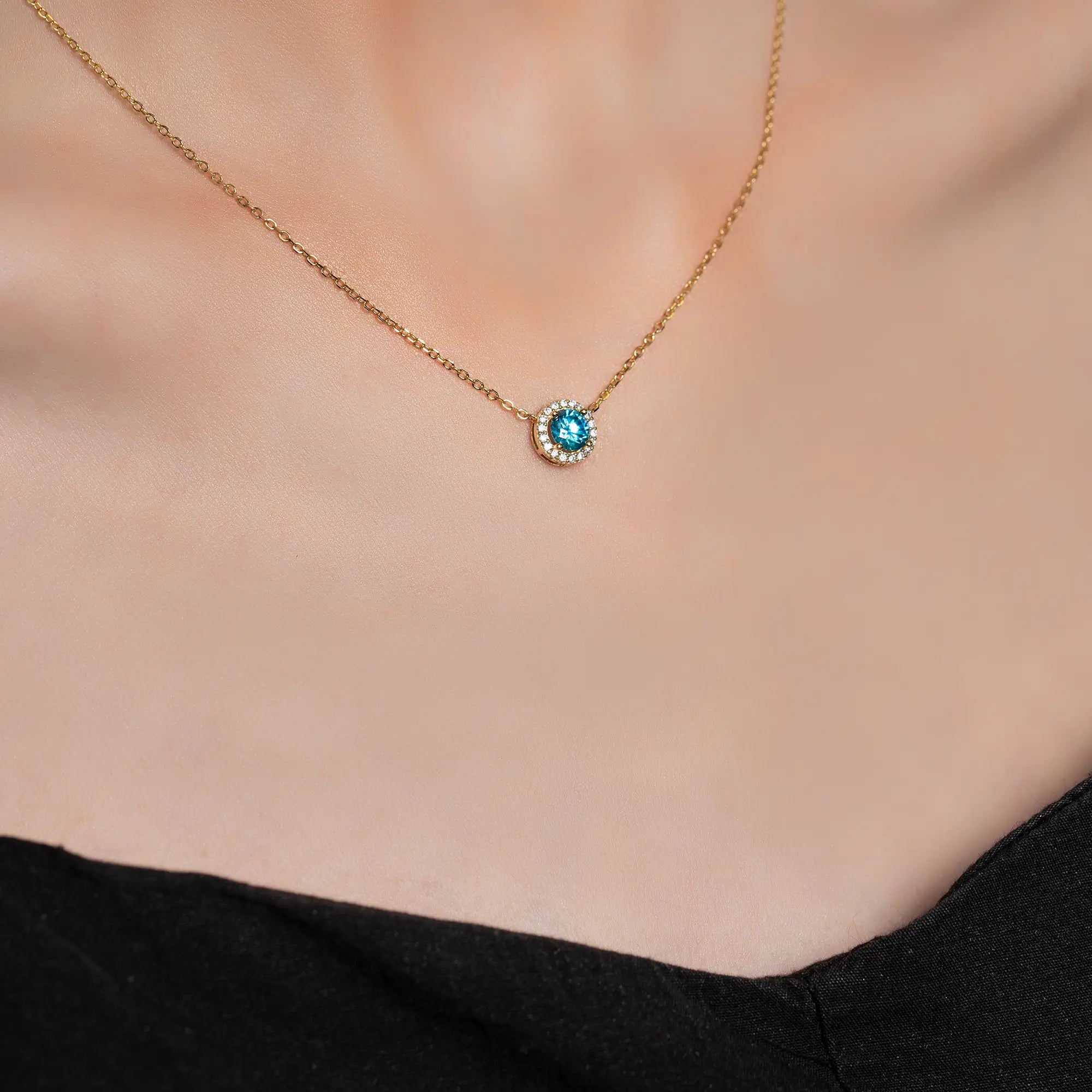 14K Yellow Gold Chain Gemstone Necklace for Women - Elegant Layering Jewelry for Party, Wedding & Everyday Wear