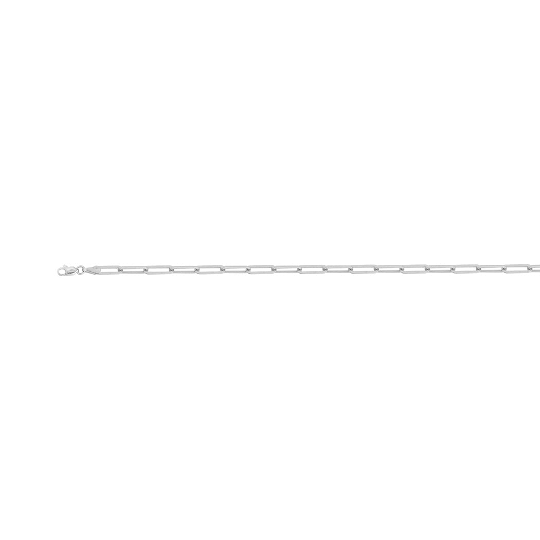 925 Sterling Silver Rhodium Plated 3.85mm Flat Wire Long Link Bracelet with Lobster Clasp - Adjustable Length 18/20/24 Inches - Elegant Jewelry Gift for Women, Perfect for Daily Wear, Parties & Special Occasions