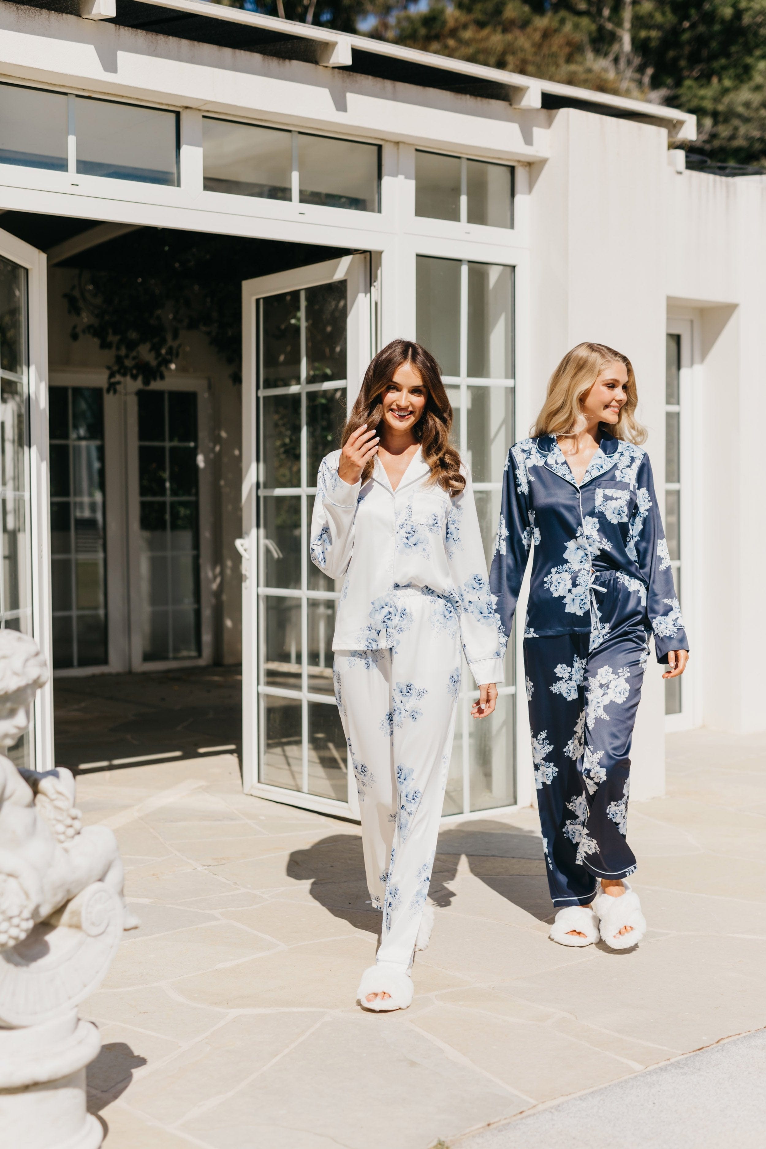 Katerina Bleu De Fleur Printed Pajama Set for Women - Soft Cotton Sleepwear with Floral Design - Perfect for Lounging, Sleepovers & Cozy Nights at Home