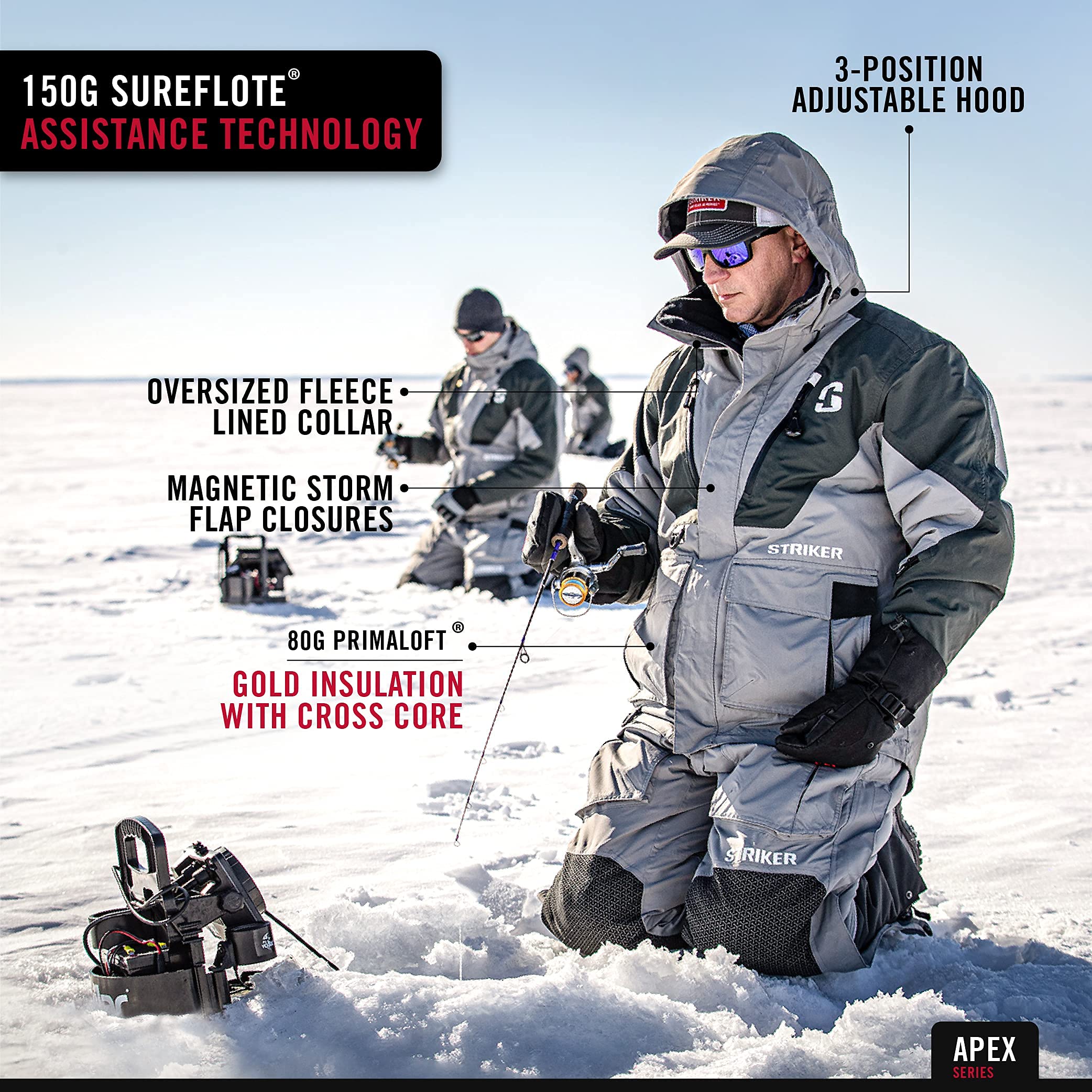 Striker Men's Apex Lightweight Insulated Ice Fishing Jacket - Waterproof, Breathable with Sureflote Flotation Technology - Perfect for Winter Fishing, Hunting & Outdoor Adventures