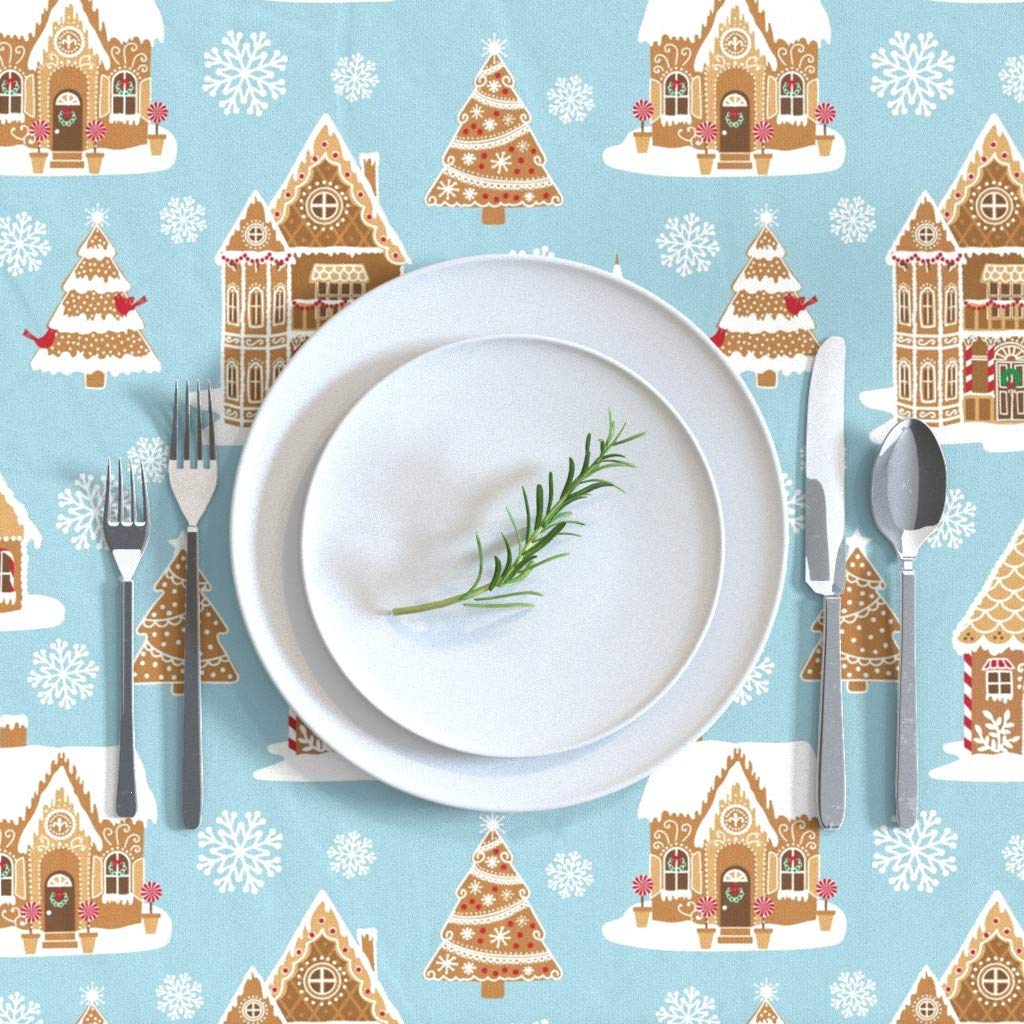 Winter Gingerbread Village Christmas Tablecloth - 90