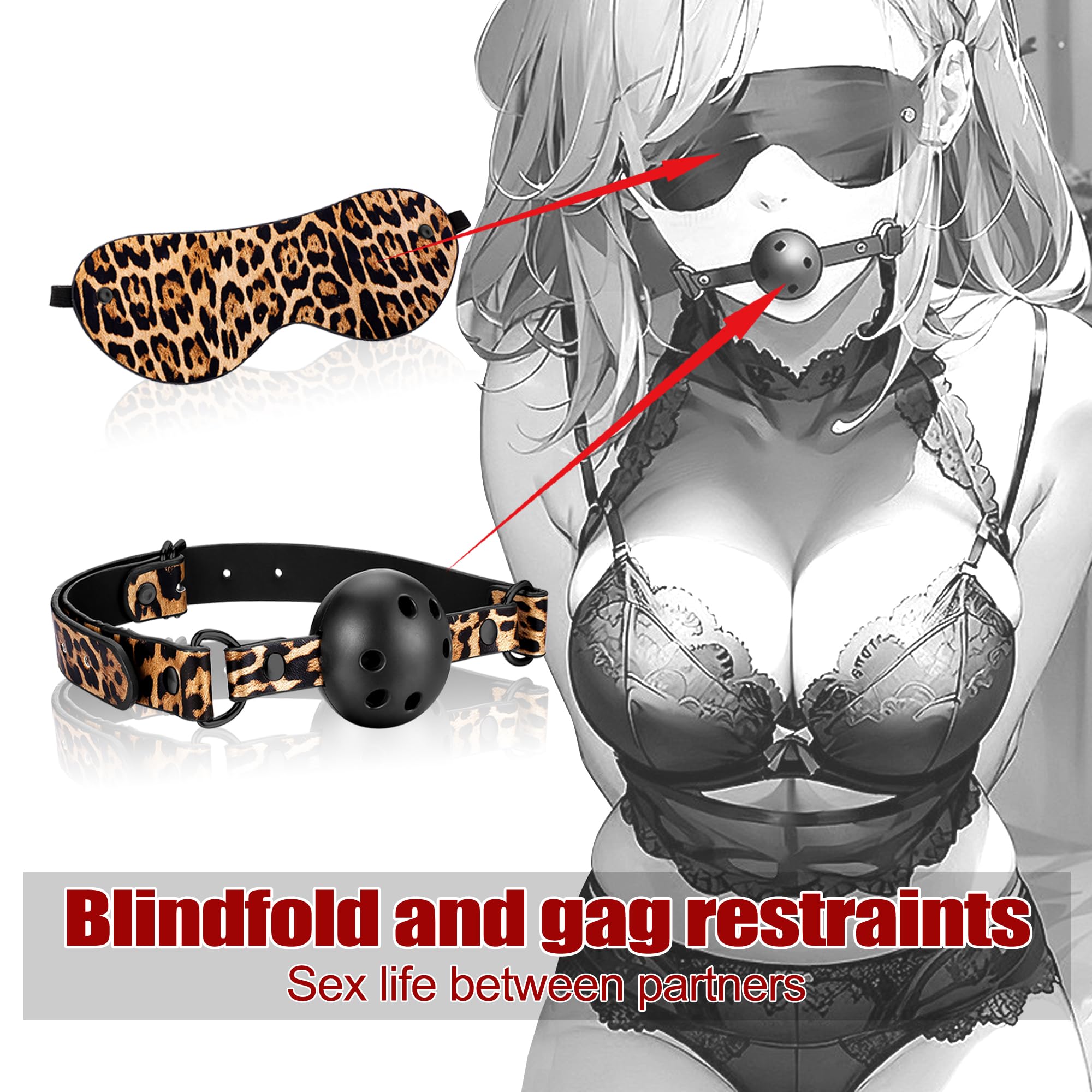 Premium 11-Piece BDSM Bondage Kit with Adjustable Handcuffs, Collar, Ankle Cuffs & Blindfold - Sensual Feather Tickler for Couples - Ultimate Kinky Sex Toys for Spicing Up Bedroom Play & Adult Roleplay Scenes