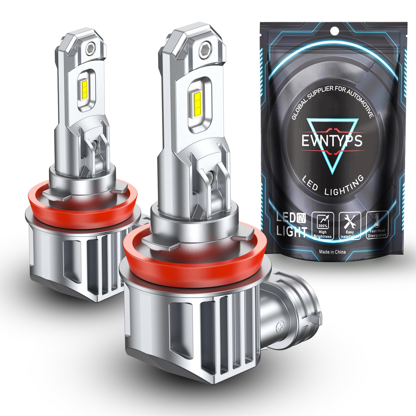 H11 H8 H16 LED Fog Light Bulbs 6000K White - 16000 Lumens 3570 Chips DRL Replacement for Cars & Trucks - Plug and Play Non-Polarity - Pack of 2 - Perfect for Night Driving & Off-Road Adventures