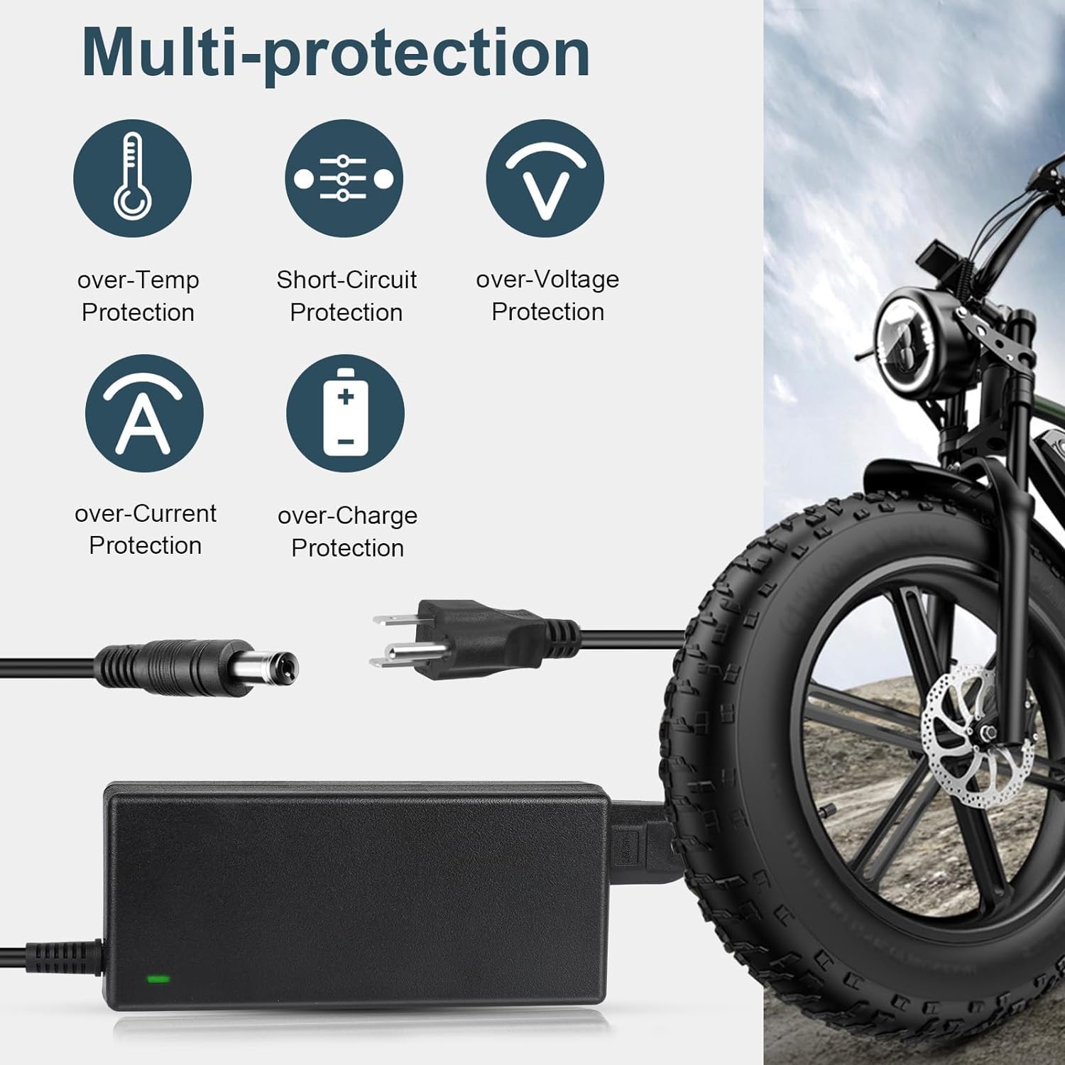 42V 2A Fast Charger with 7 Universal Plugs - Compatible with Razor, Jetson, Voyager, Gotrax, Ninebot - 36V 10S Li-ion Battery Charger for Electric Scooters, Bikes & Hoverboards - Perfect for Home, Office & Outdoor Use