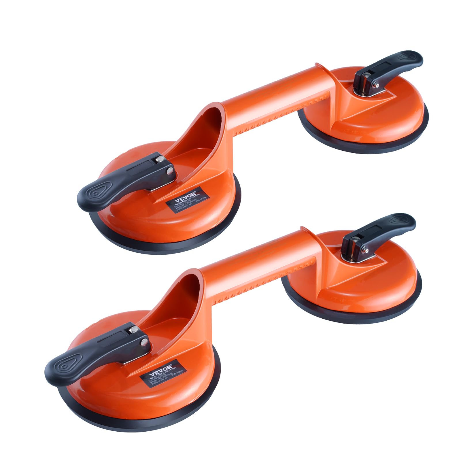 VEVOR NBR Glass Suction Lifter - 119mm Diameter, 85-150kg Load Capacity, -20°C to 60°C Operating Temperature - Heavy Duty Vacuum Plate Lifter with Ergonomic Handle for Glass Installation, Construction, and Industrial Material Handling