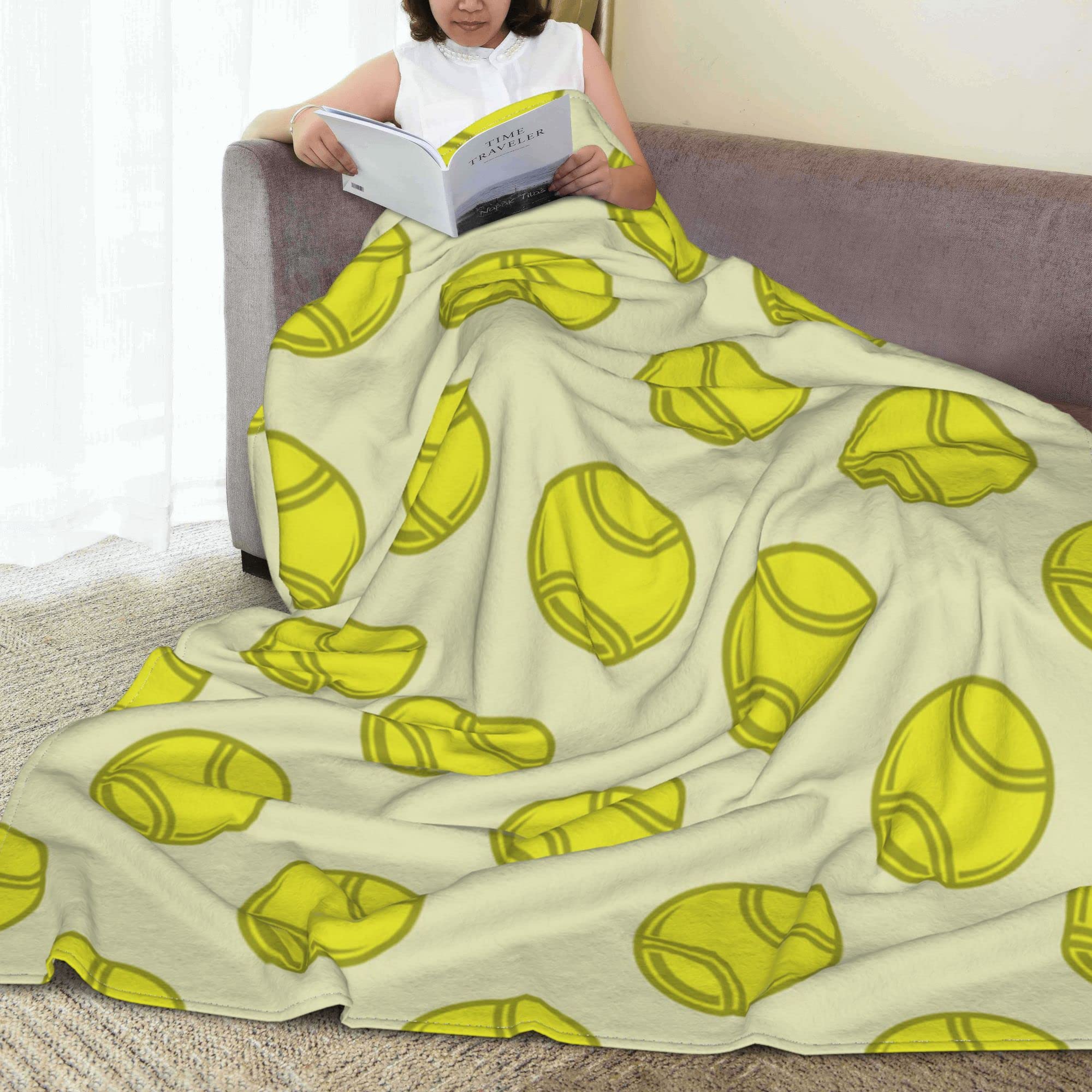 Soft Flannel Fleece Blanket - Queen & King Size Plush Throw for Couch, Sofa & Bed | All-Season Cozy Blanket in Softball Yellow | Perfect for Lounging, Movie Nights & Winter Warmth