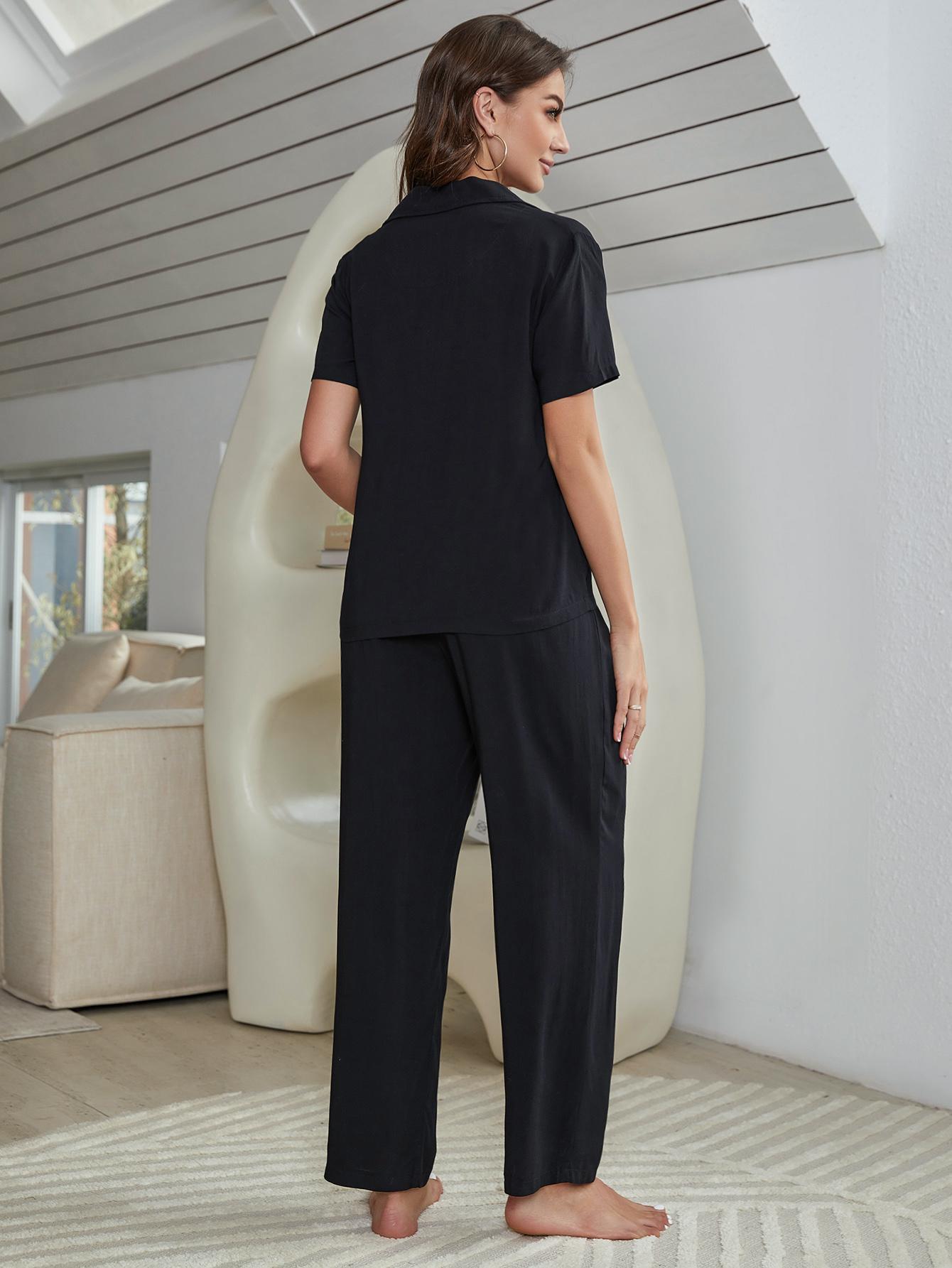Women's 3-Piece Lounge Set - Soft Short Sleeve Shirt, Comfortable Bralette & Stretchy Pants | Cozy Home Wear, Yoga Outfit & Sleepwear for Women