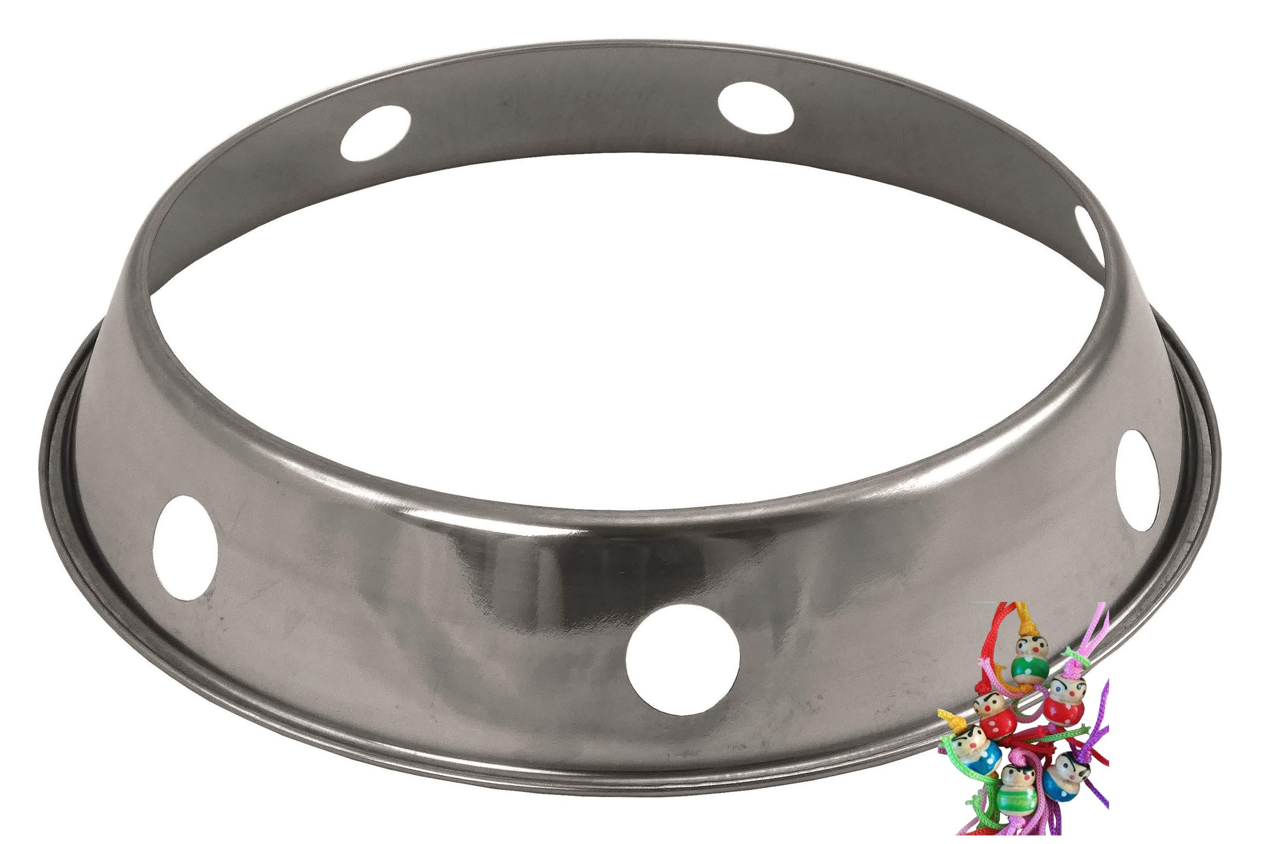 24cm Round Base Wooden Ring Holder for Wok with Free Lucky Doll - Perfect for Kitchen Organization & Asian Cooking Accessories