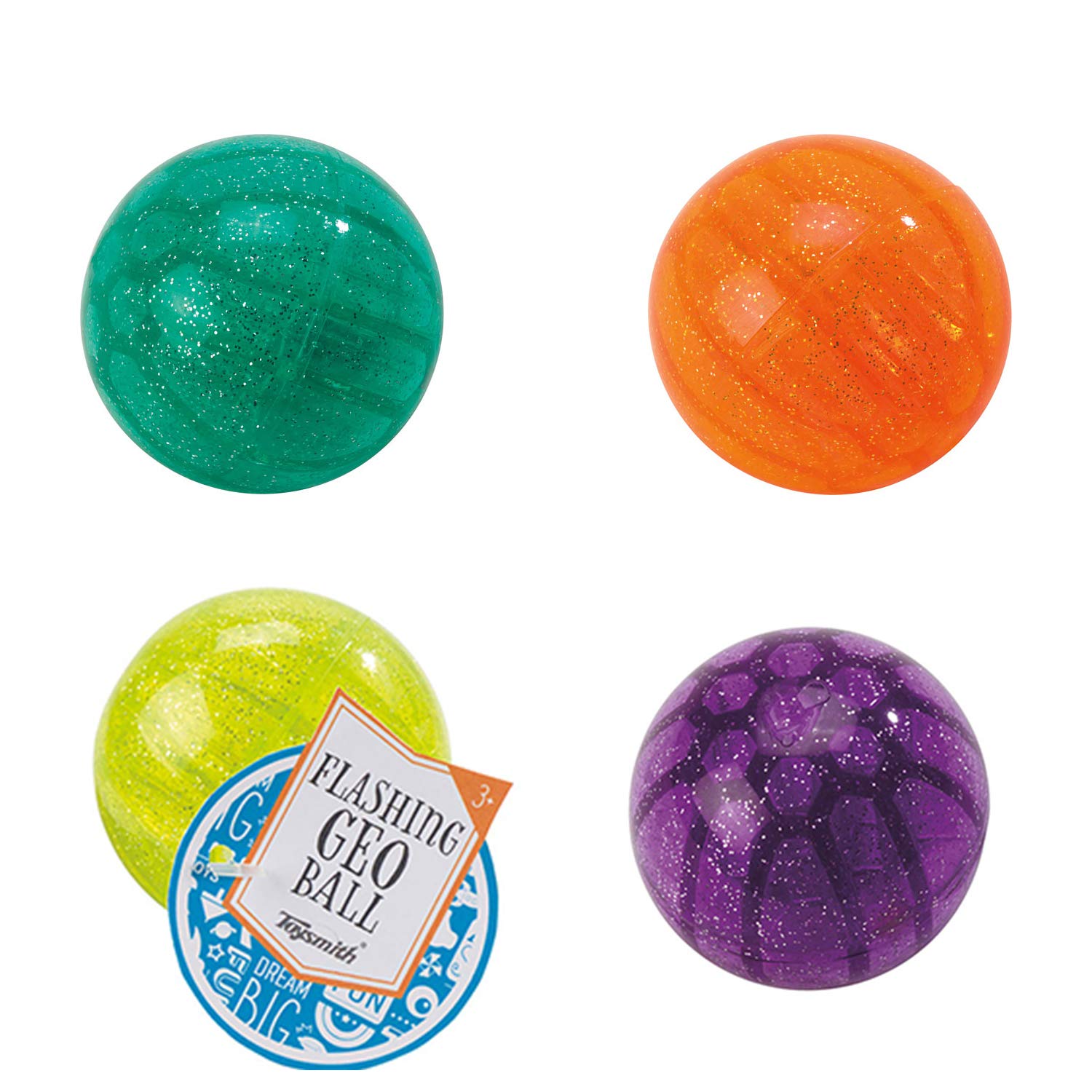 Flashing Geo Ball - Light Up Bouncing Ball Toy for Kids, Fun Outdoor & Indoor Play, Birthday Party Favors, STEM Learning Gift for Boys & Girls Ages 5+