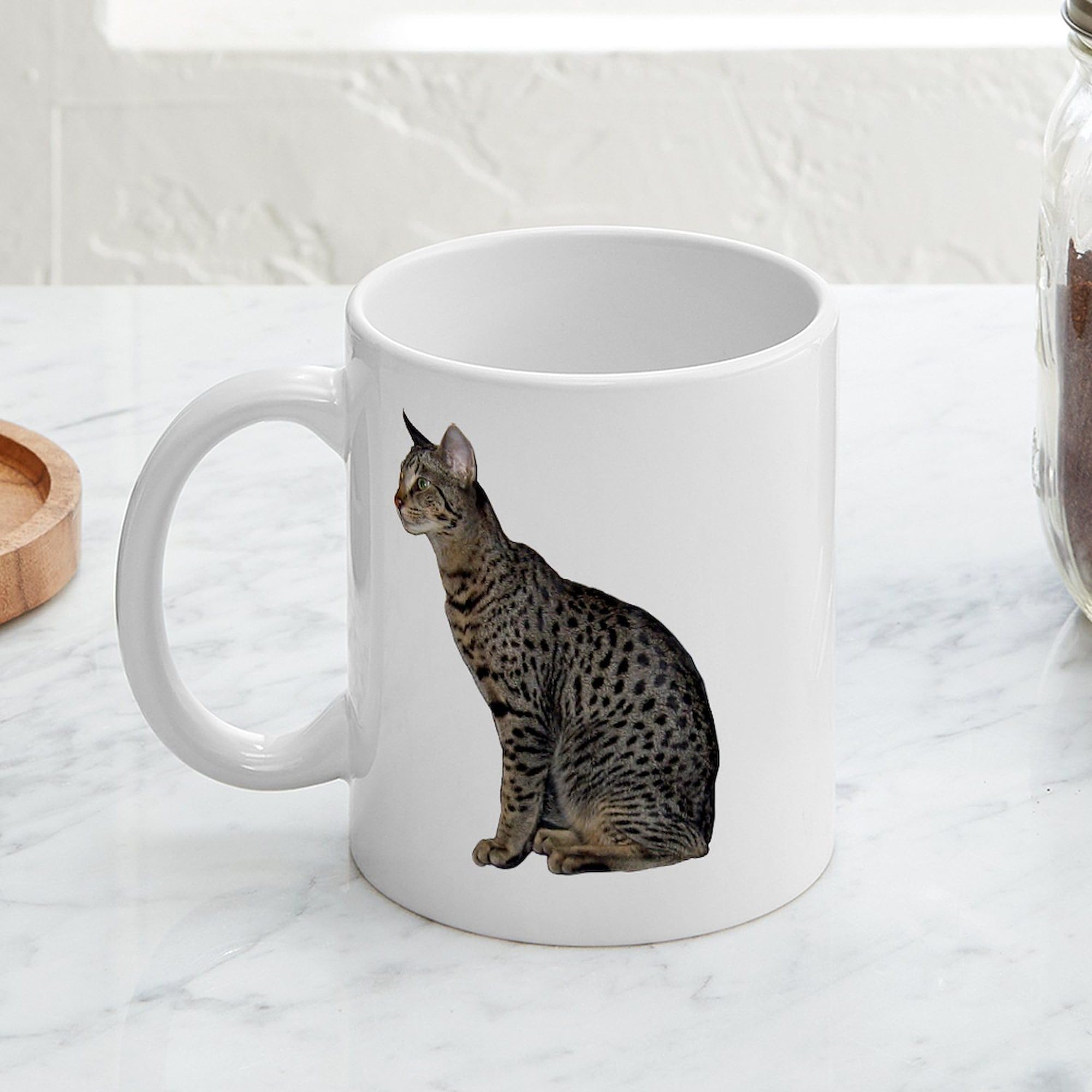 Savannah Cat Ceramic Coffee Mug 11 oz (325 ml) - Funny Cat Lover Gift for Home, Office & Tea Time | Unique Gift for Cat Enthusiasts