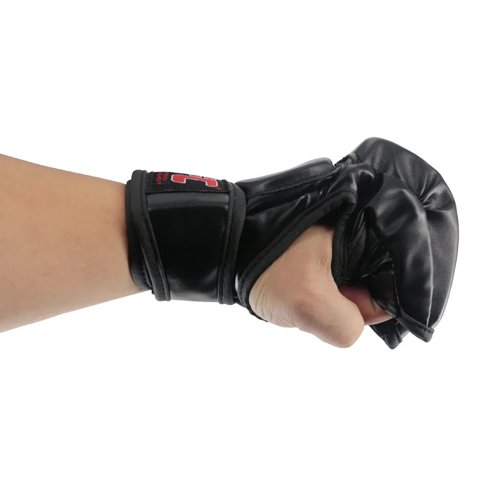MMA Half Finger Gloves for Men - Black Tiger Muay Thai Boxing Pads for Sanda, Fight Training & Sparring | Durable & Comfortable for MMA, Kickboxing & Martial Arts